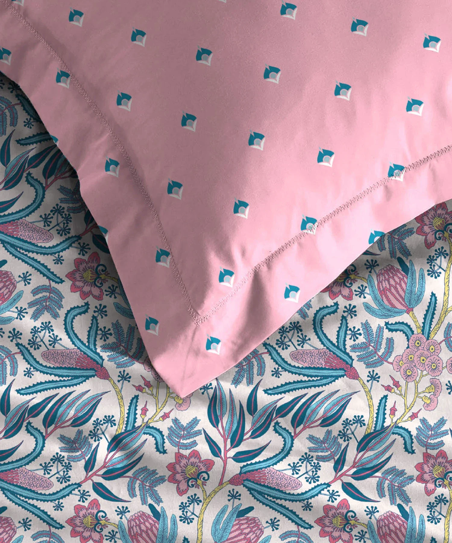 Moments Queen Bedsheet Set,Reverie Pink|120 TC Cotton - Image 3