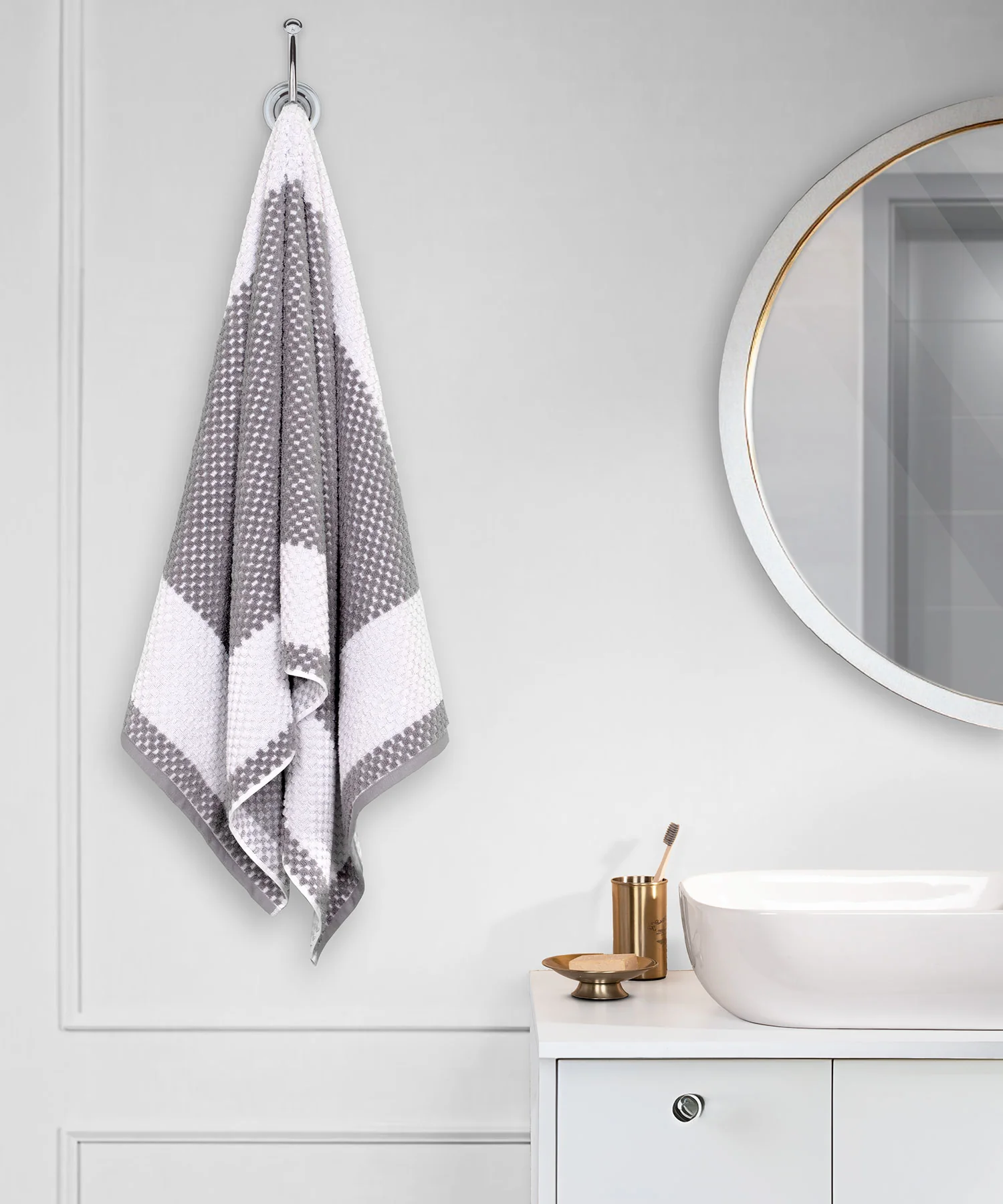 Nectarsoft Be Our Guest 1 Pc Bath Towel, Castor, White| 625 GSM Cotton - Image 4