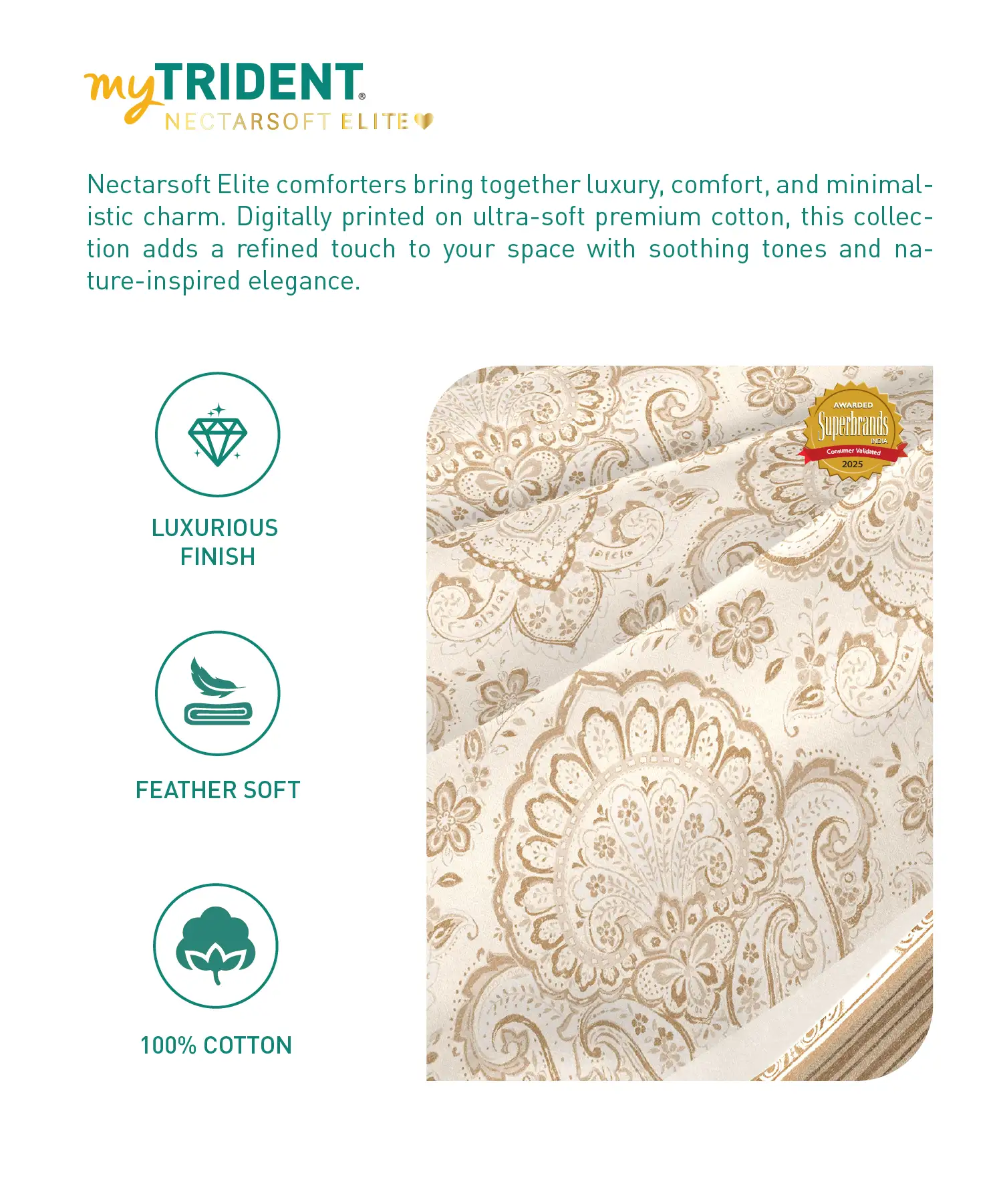 Nectarsoft Elite Double AC Comforter, Darla| 400 TC Cotton Shell 150 GSM Polyester Filling - Image 5