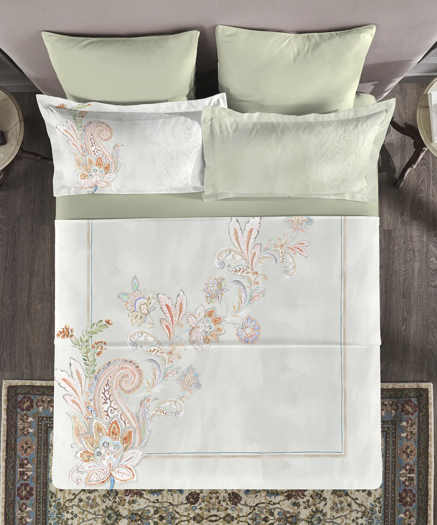 Nectarsoft Elite King Bedsheet Set, Mizuki| 400 TC Cotton| 4 Pillow Covers - Image 4