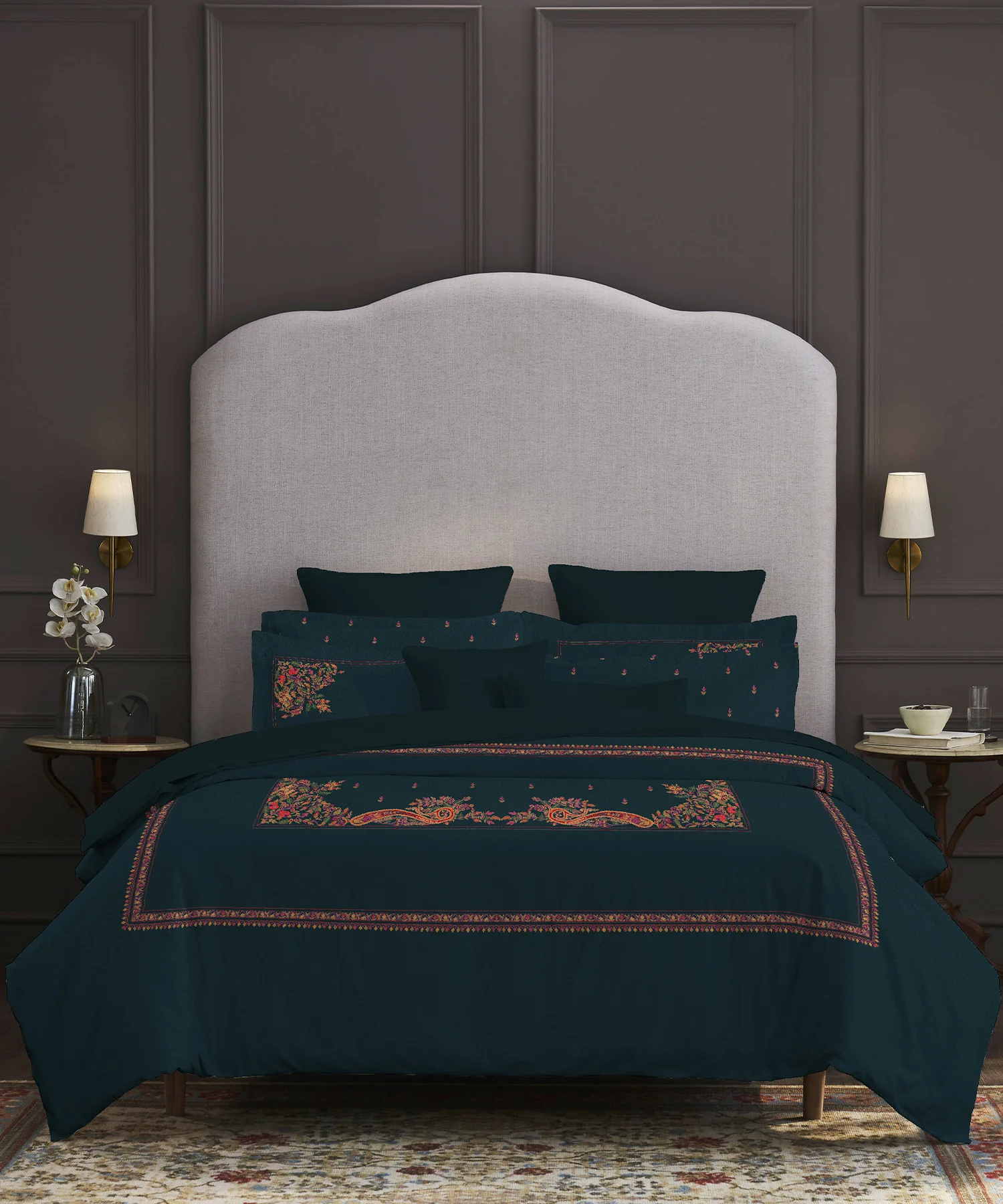 Nectarsoft Elite King Bedsheet Set, Moonlight Bloom| 400 TC Cotton| 4 Pillow Covers