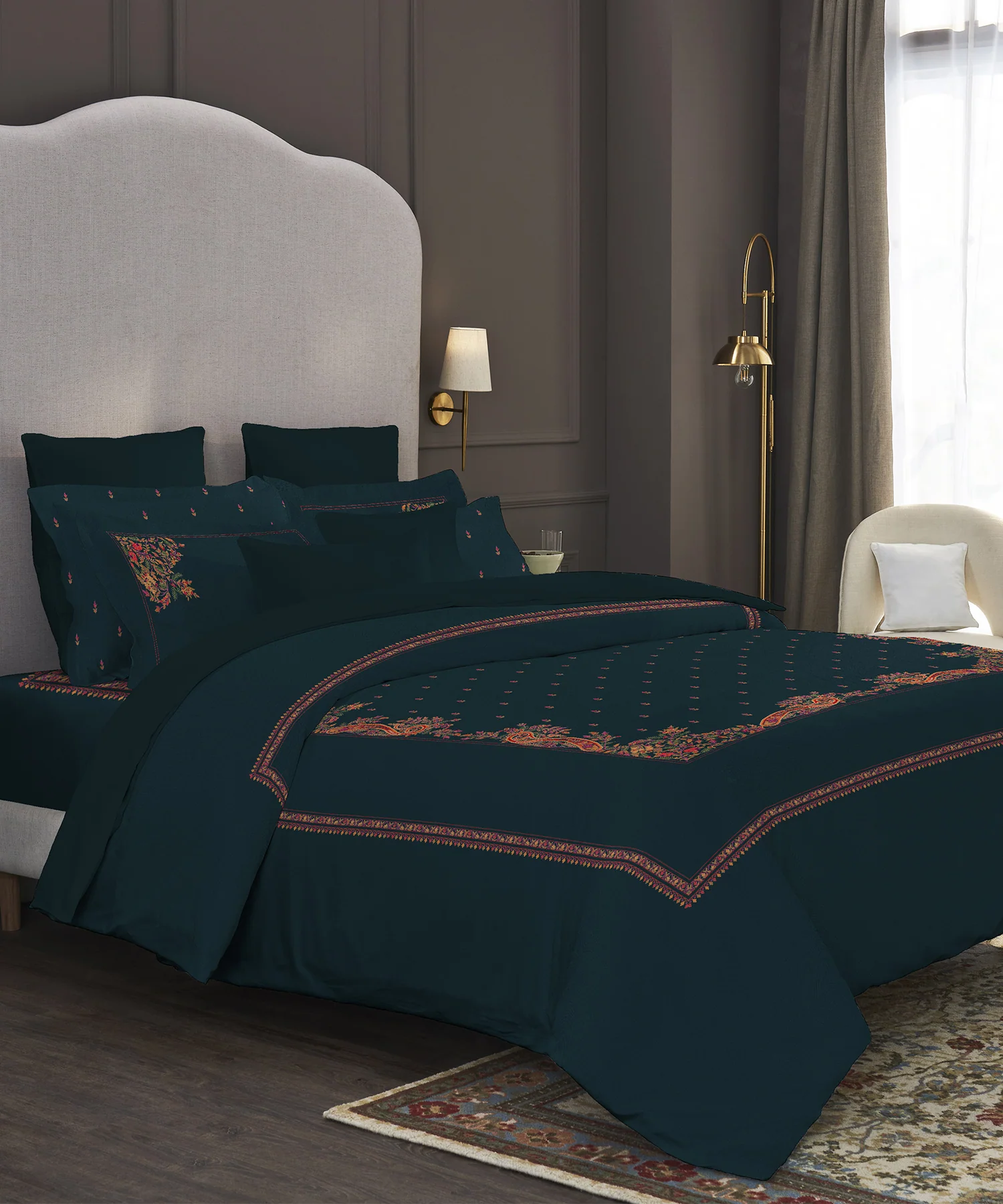 Nectarsoft Elite King Bedsheet Set, Moonlight Bloom| 400 TC Cotton| 4 Pillow Covers - Image 2