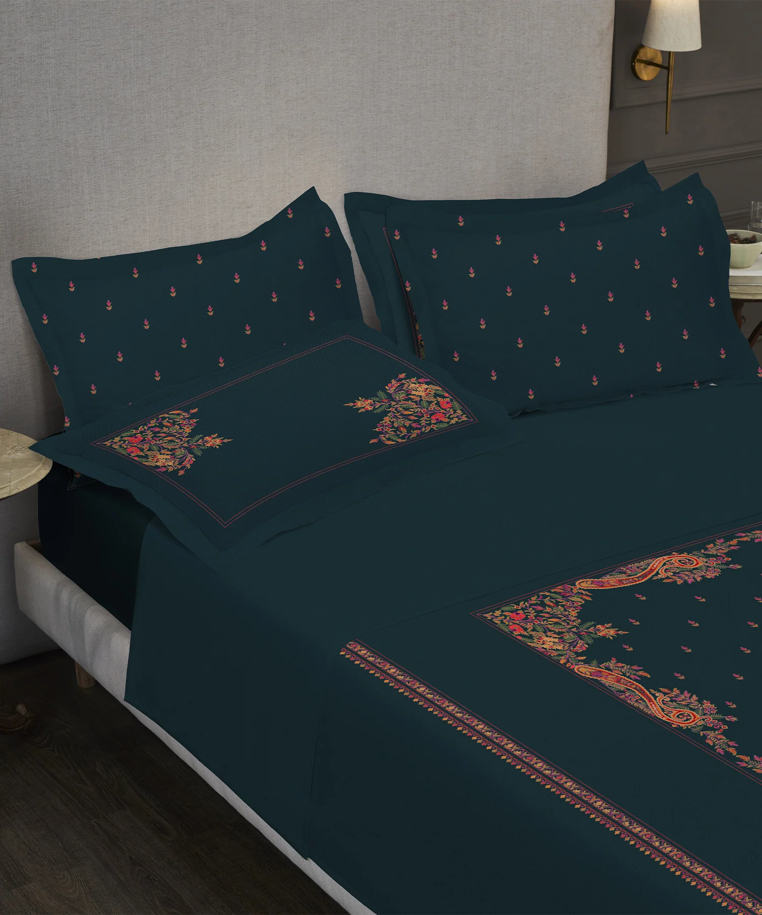 Nectarsoft Elite King Bedsheet Set, Moonlight Bloom| 400 TC Cotton| 4 Pillow Covers - Image 3