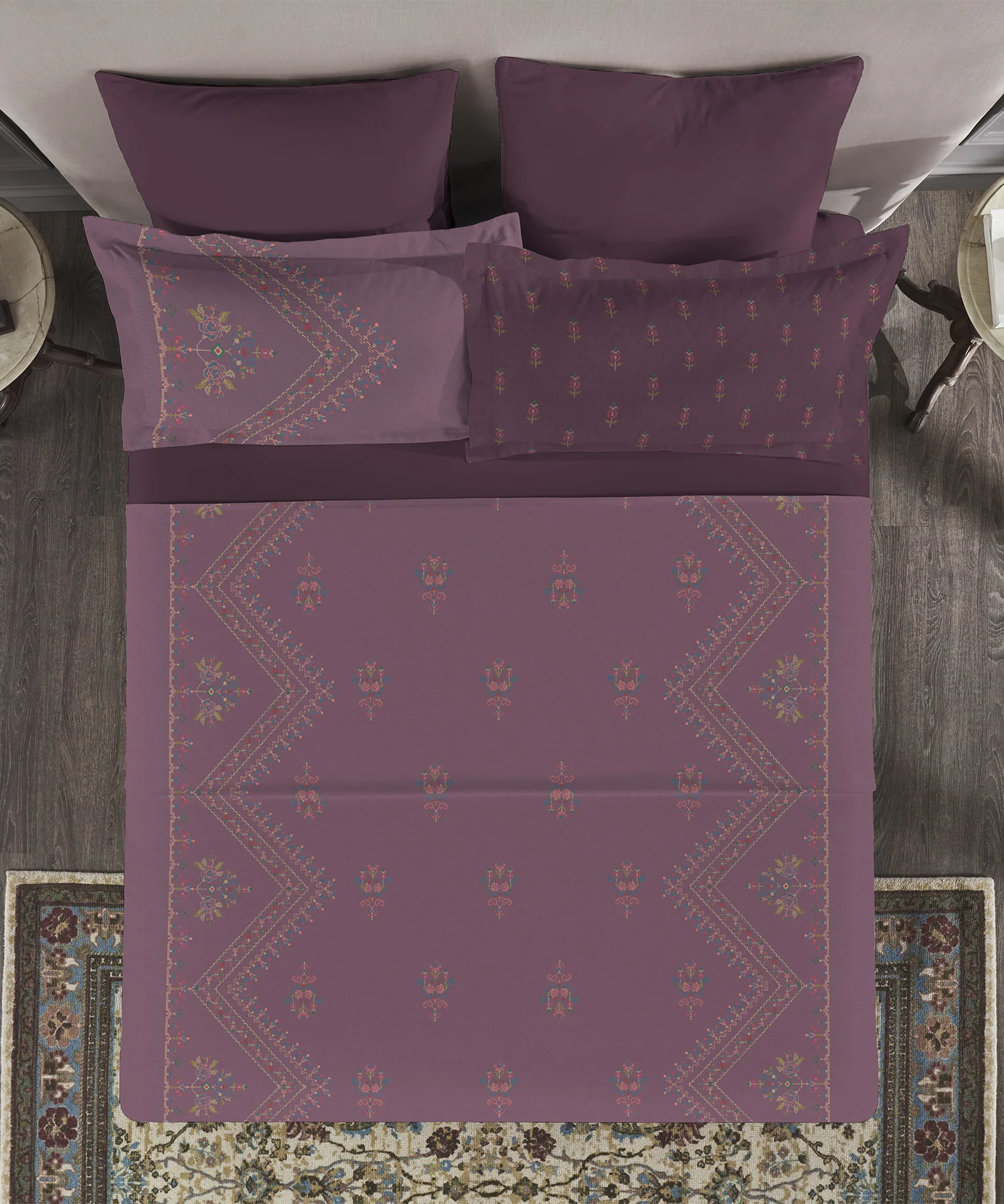 Nectarsoft Elite King Bedsheet Set, Rose Dust| 400 TC Cotton| 4 Pillow Covers - Image 4