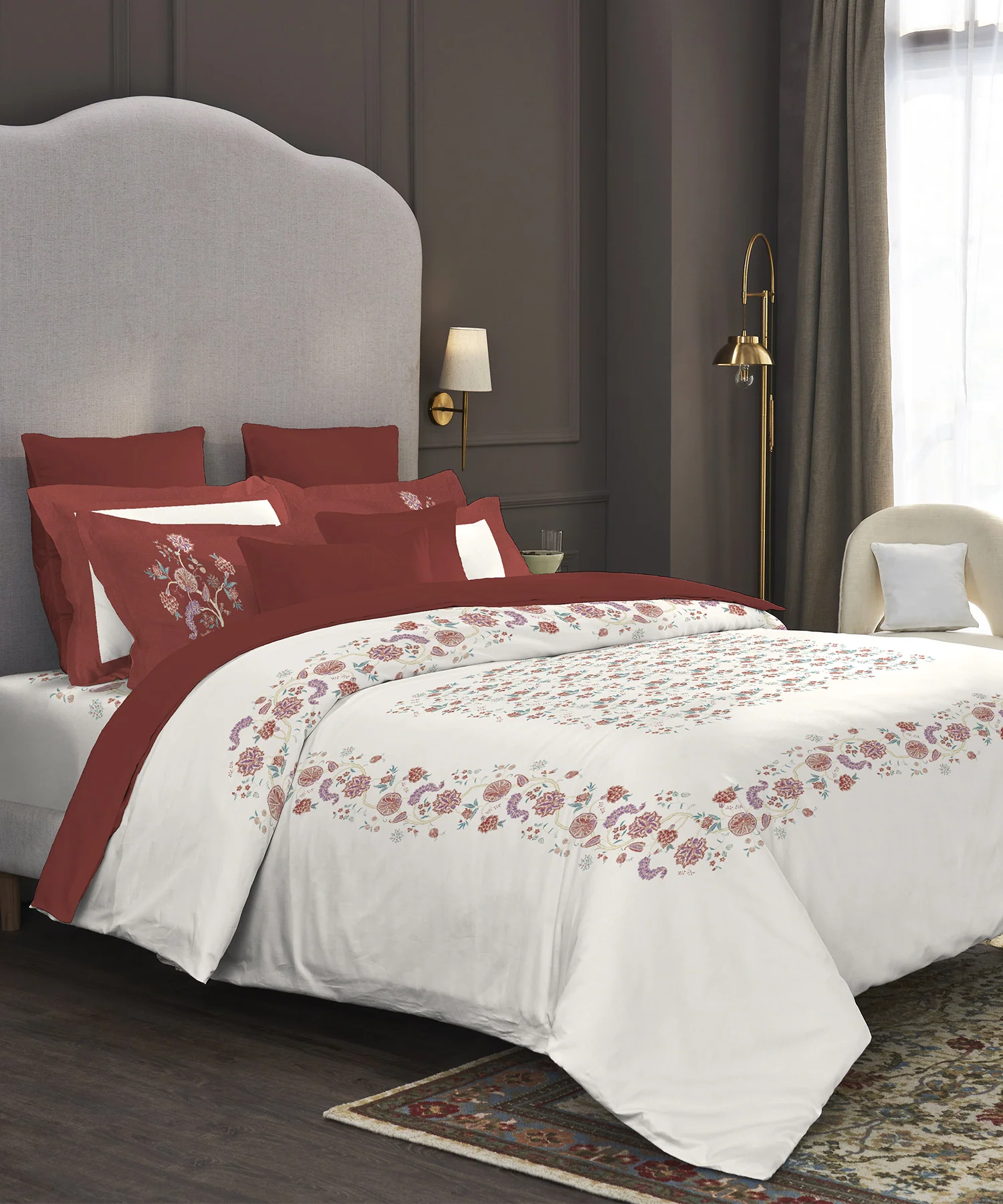 Nectarsoft Elite King Bedsheet Set, Rumi| 400 TC Cotton| 4 Pillow Covers - Image 2