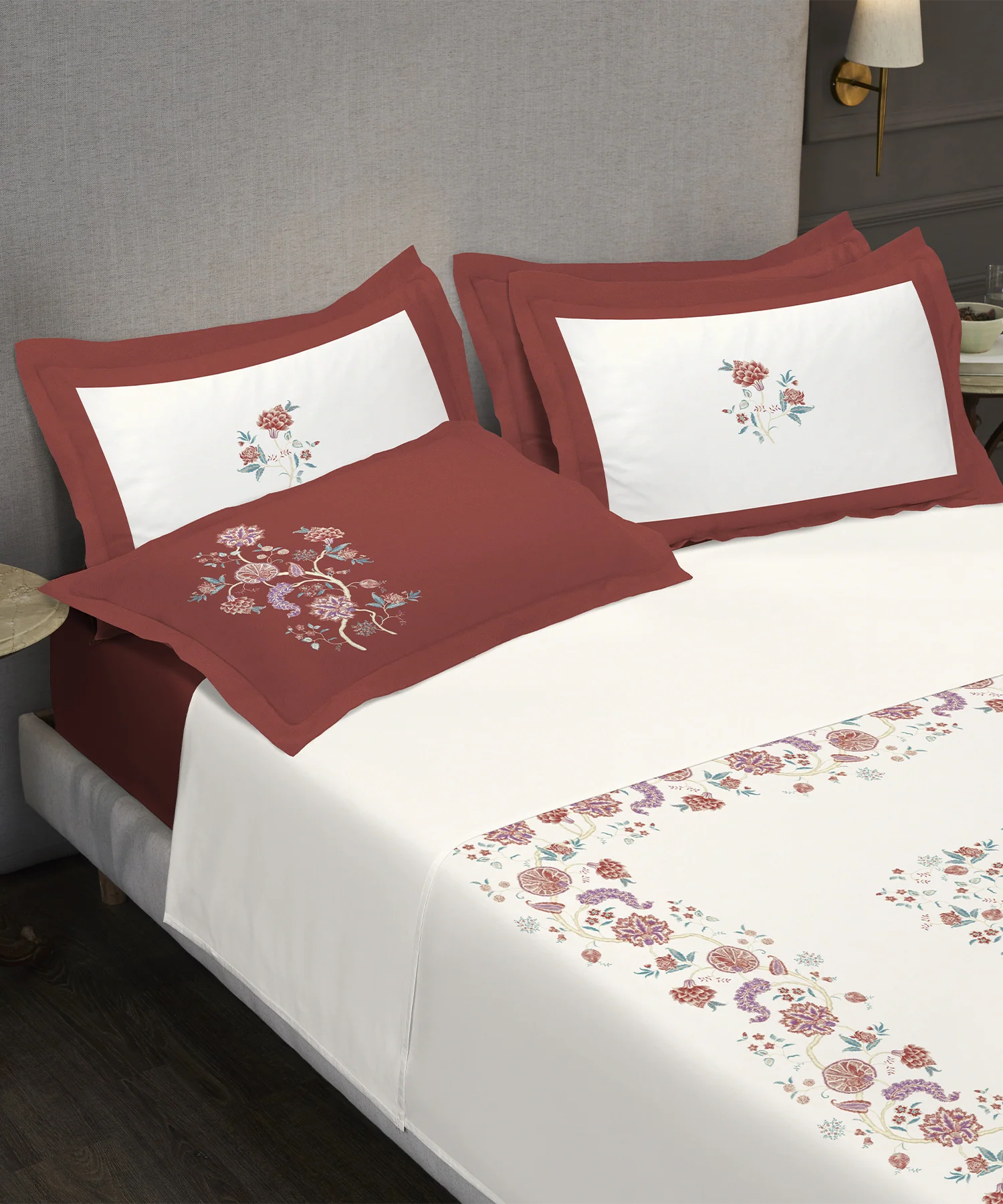 Nectarsoft Elite King Bedsheet Set, Rumi| 400 TC Cotton| 4 Pillow Covers - Image 3