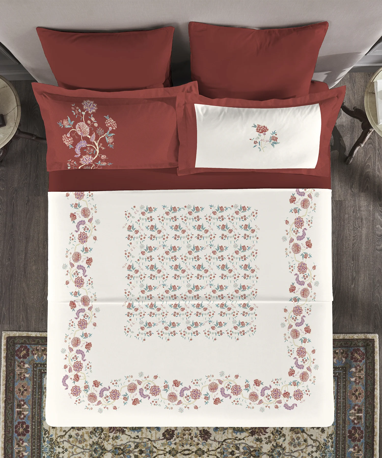 Nectarsoft Elite King Bedsheet Set, Rumi| 400 TC Cotton| 4 Pillow Covers - Image 4