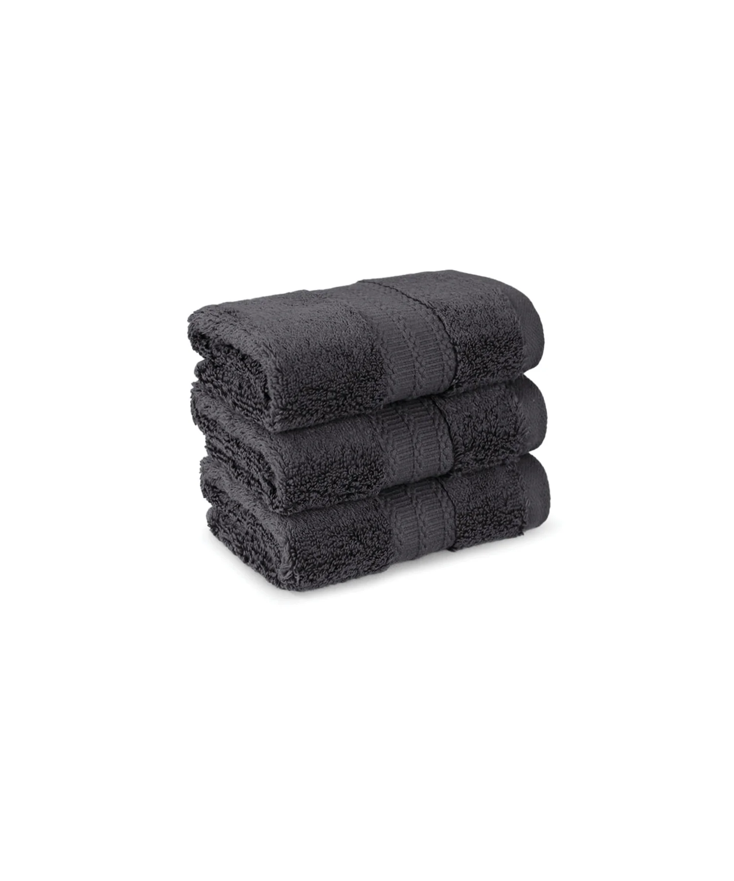 Luxury 3 Pc Face Towel Set, Charcoal|625 GSM Premium Cotton| Antimicrobial - Image 3