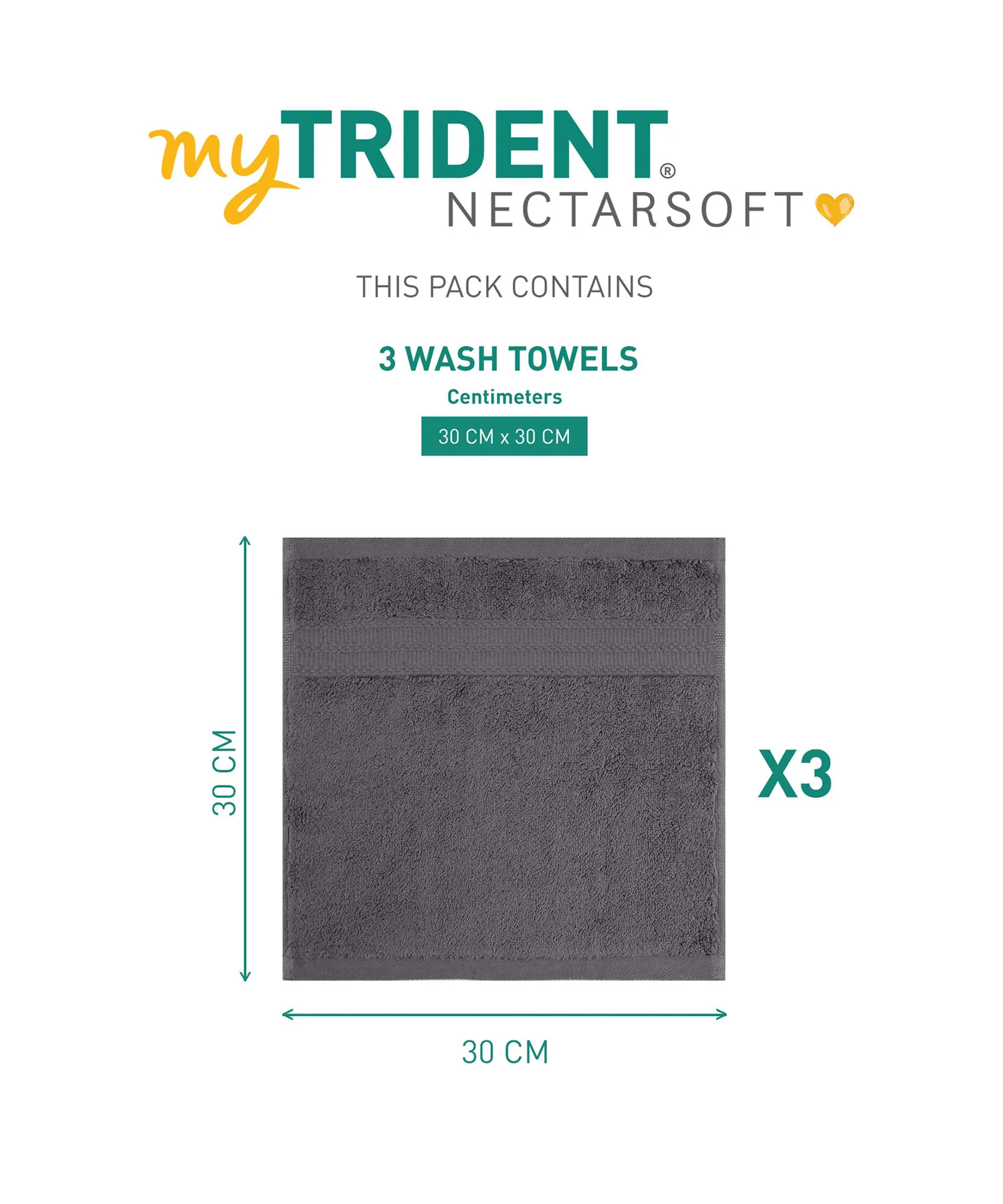 Luxury 3 Pc Face Towel Set, Charcoal|625 GSM Premium Cotton| Antimicrobial - Image 6