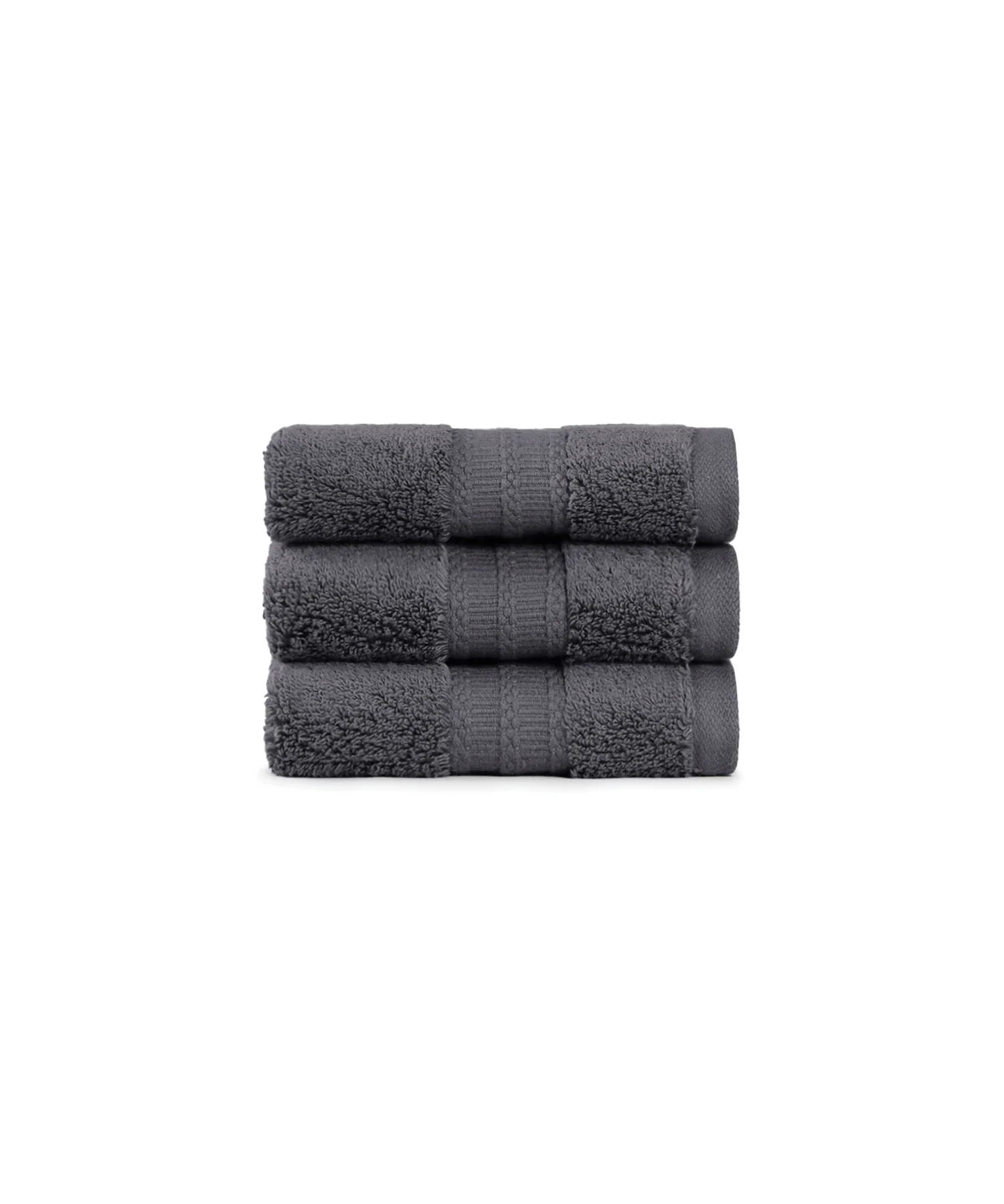 Luxury 3 Pc Face Towel Set, Charcoal|625 GSM Premium Cotton| Antimicrobial - Image 8