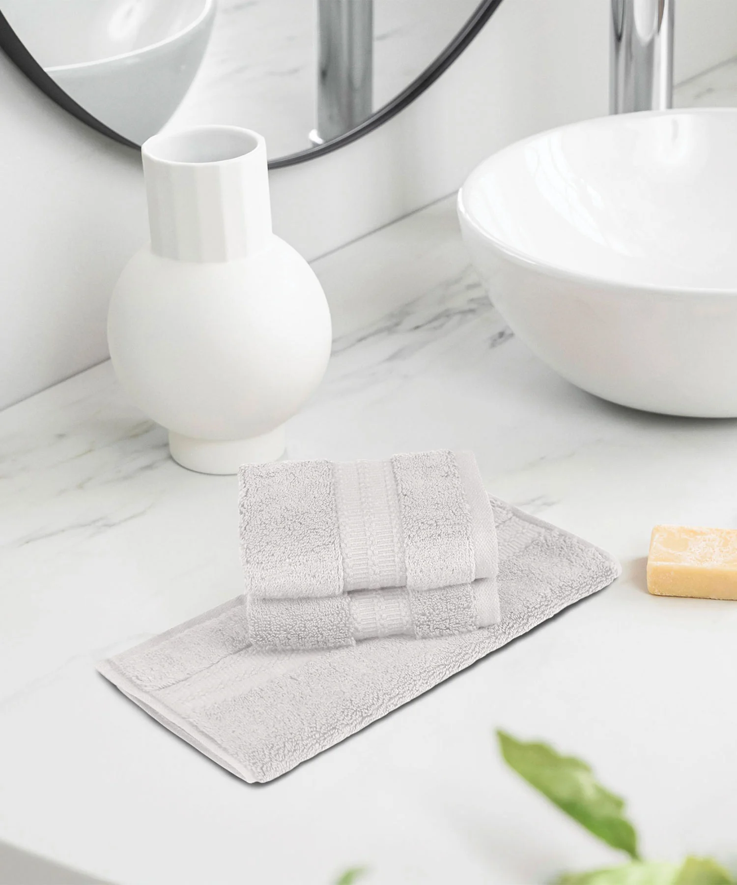Luxury 3 Pc Face Towel Set, Grey|625 GSM Premium Cotton| Antimicrobial - Image 2
