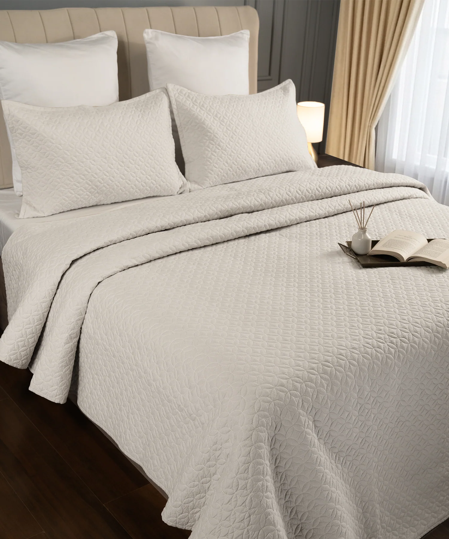 Nectarsoft Italian Retreat King Bedcover Set, Linen|90 GSM Cotton|3 Pc Set - Image 2