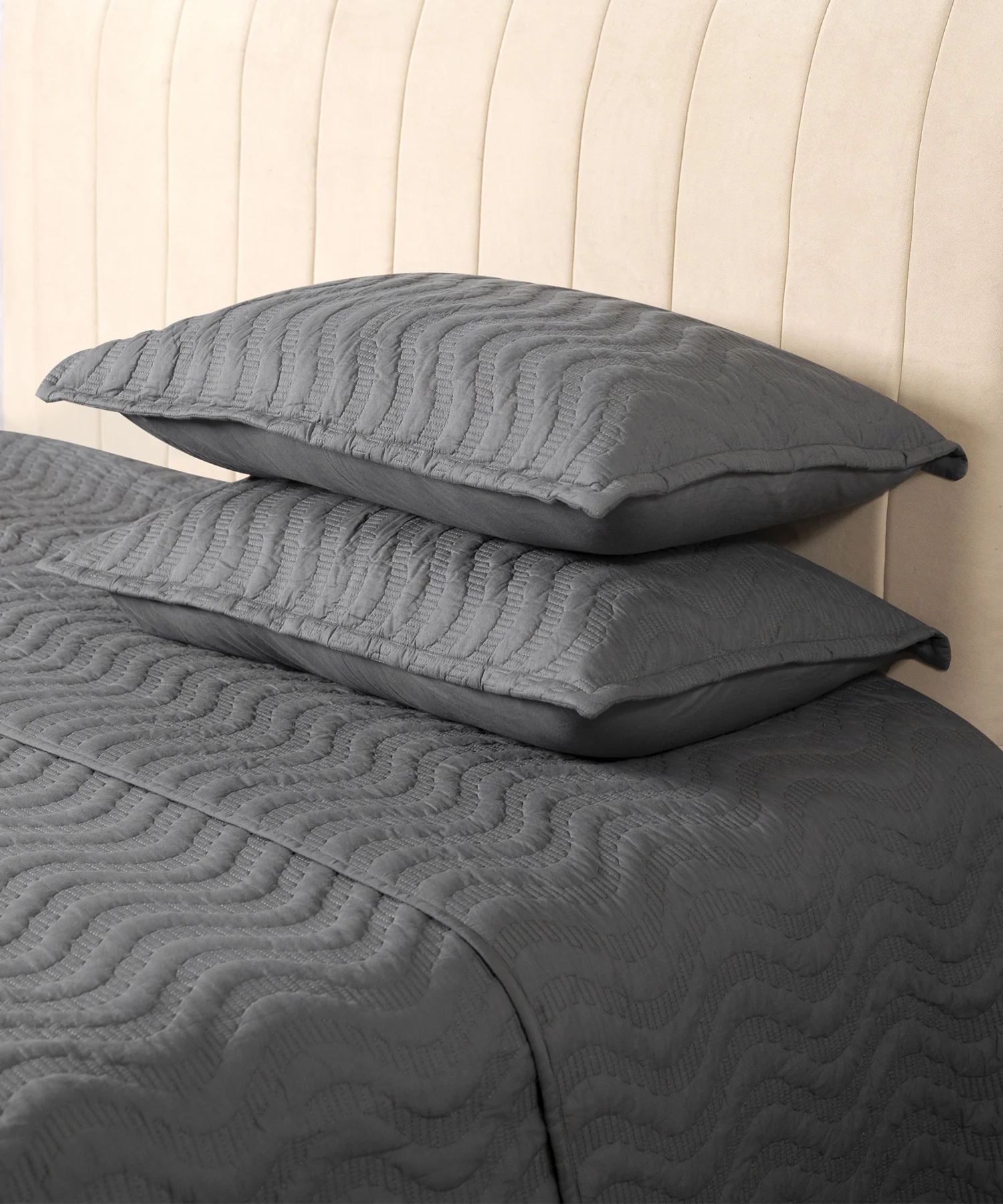 Nectarsoft Italian Retreat King Bedcover Set, Slate|90 GSM Cotton|3 Pc Set - Image 3