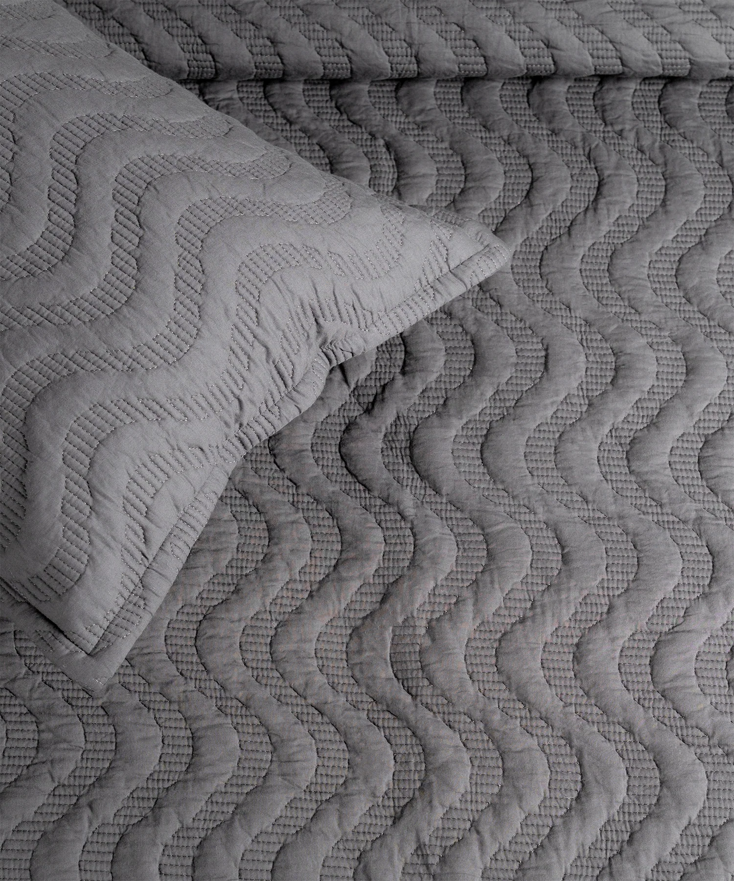 Nectarsoft Italian Retreat King Bedcover Set, Slate|90 GSM Cotton|3 Pc Set - Image 4