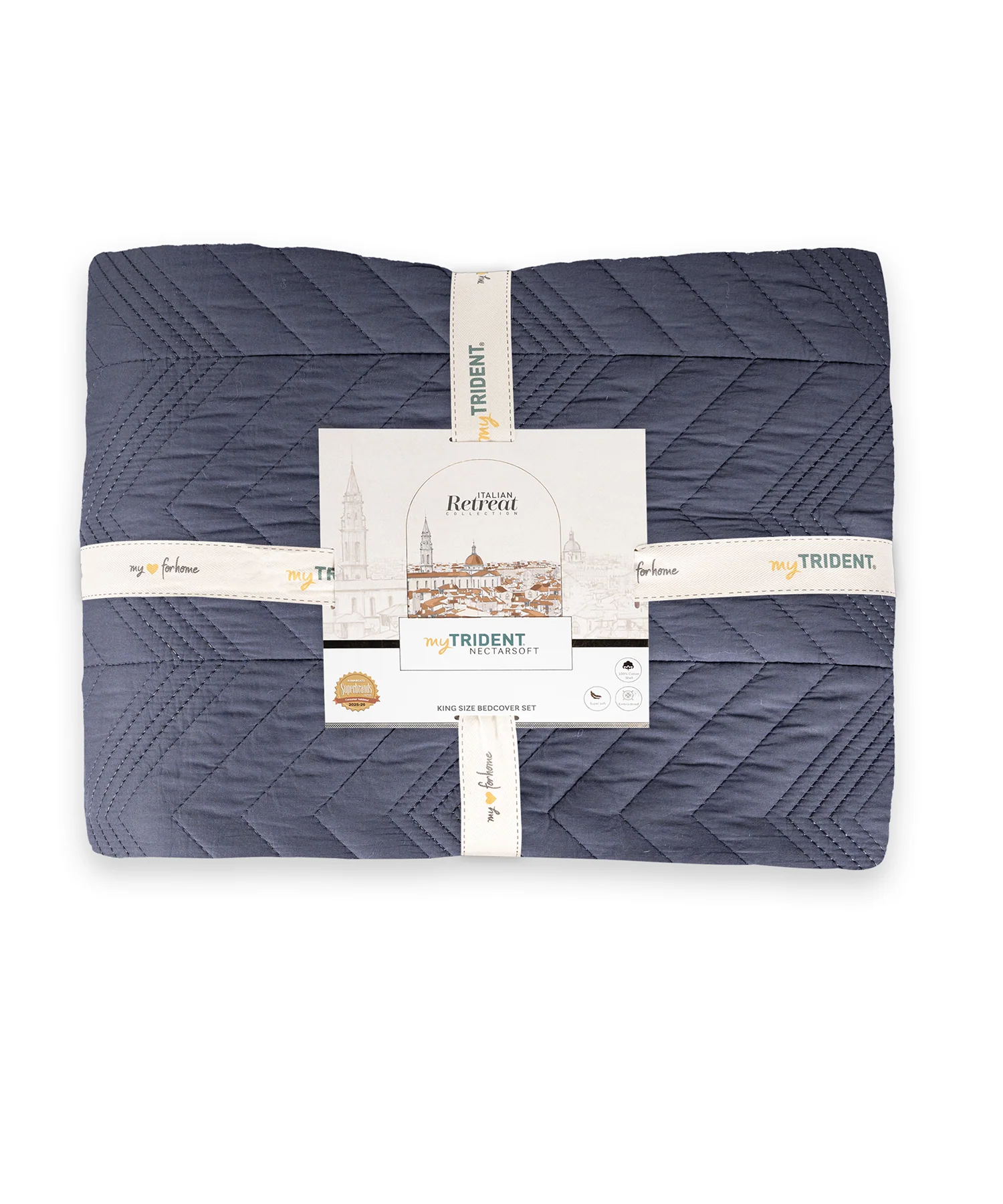 Nectarsoft Italian Retreat King Bedcover Set, Stone Blue|90 GSM Cotton|3 Pc Set - Image 6