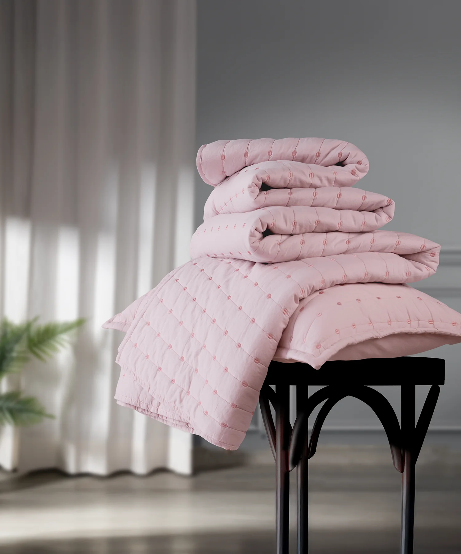 Nectarsoft Italian Retreat King Bedcover Set, Blush|90 GSM Cotton|3 Pc Set - Image 4