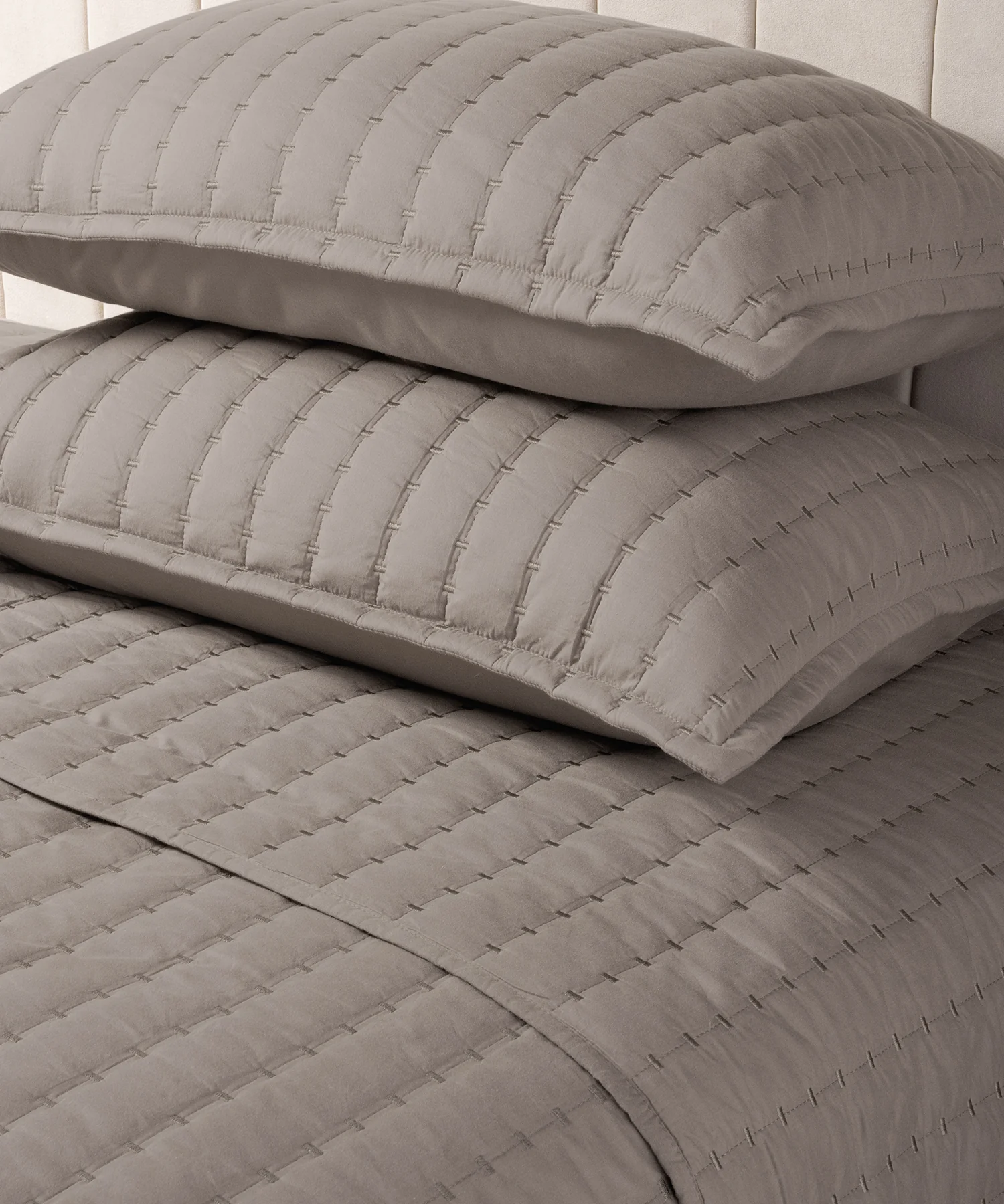 Nectarsoft Italian Retreat King Bedcover Set, Khaki|90 GSM Cotton|3 Pc Set - Image 3
