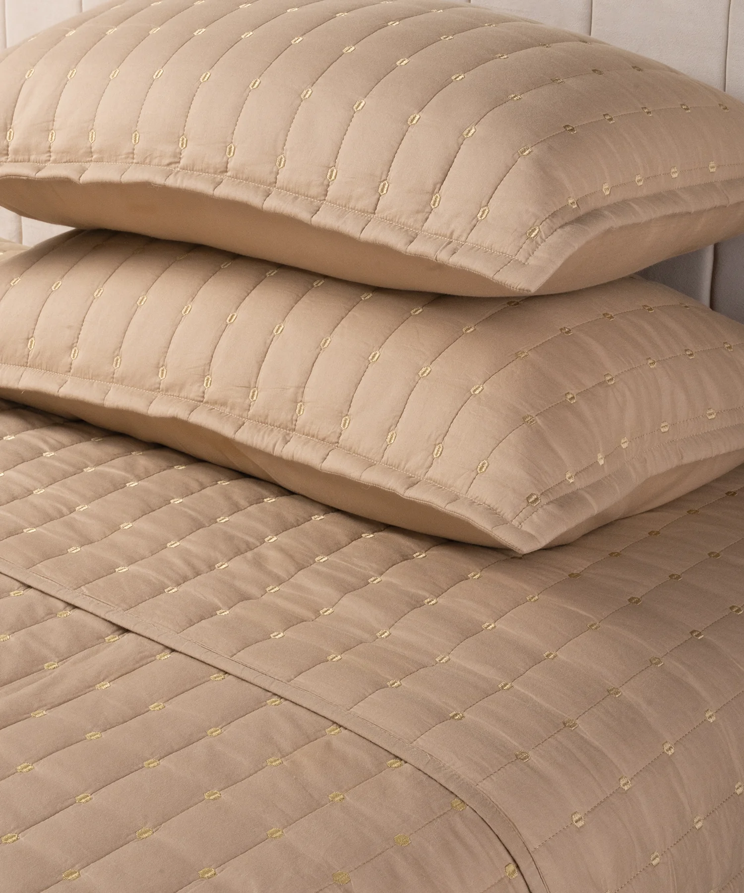 Nectarsoft Italian Retreat King Bedcover Set, Mocha|90 GSM Cotton|3 Pc Set - Image 3
