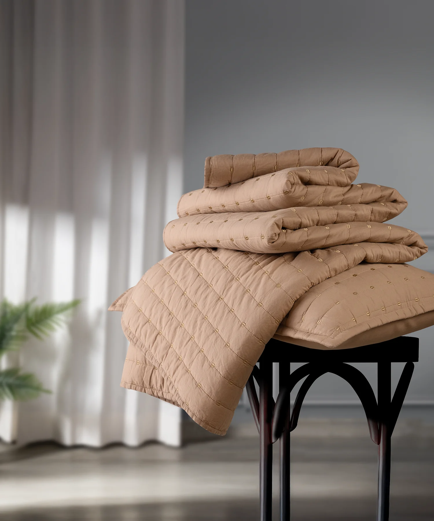 Nectarsoft Italian Retreat King Bedcover Set, Mocha|90 GSM Cotton|3 Pc Set - Image 4