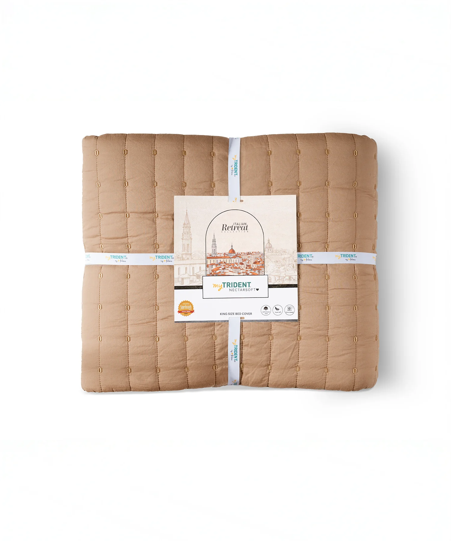Nectarsoft Italian Retreat King Bedcover Set, Mocha|90 GSM Cotton|3 Pc Set - Image 6