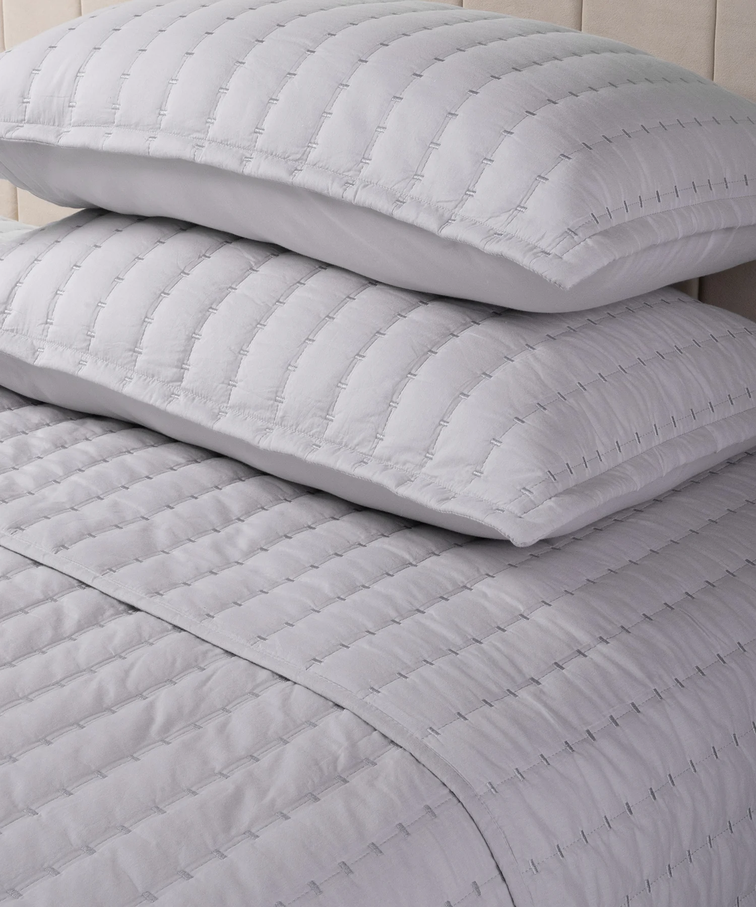 Nectarsoft Italian Retreat King Bedcover Set, S Grey|90 GSM Cotton|3 Pc Set - Image 3