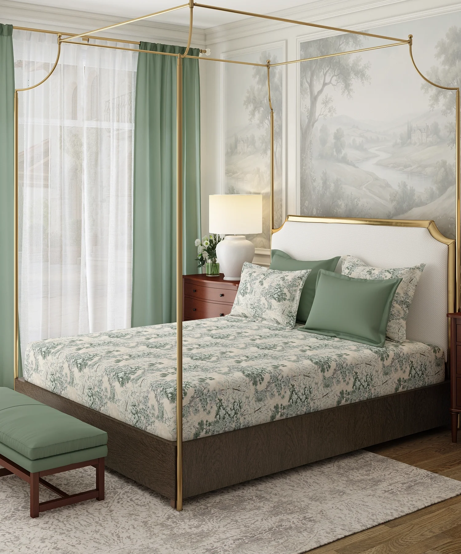Nectarsoft Italian Retreat King Bedsheet, Amore|400 TC Cotton|4 Pillow Covers