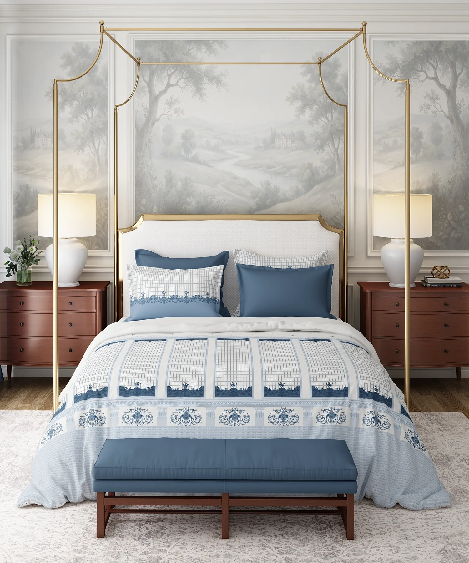 Nectarsoft Italian Retreat King Bedsheet, Fenestra|400 TC Cotton|4 Pillow Covers - Image 2