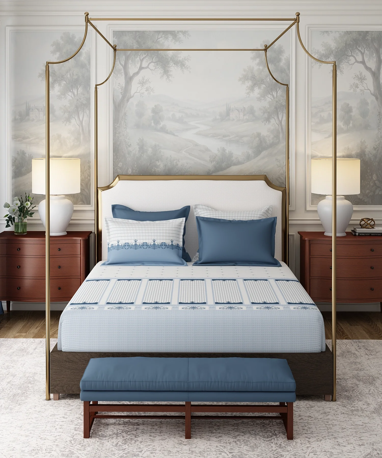 Nectarsoft Italian Retreat King Bedsheet, Fenestra|400 TC Cotton|4 Pillow Covers - Image 3
