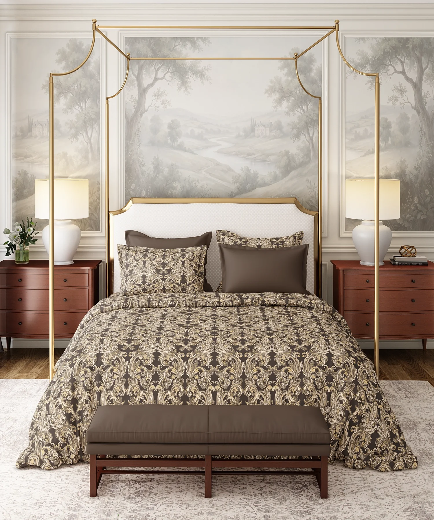 Nectarsoft Italian Retreat King Bedsheet, Royal Castle|400 TC Cotton|4 Pillow Covers - Image 2