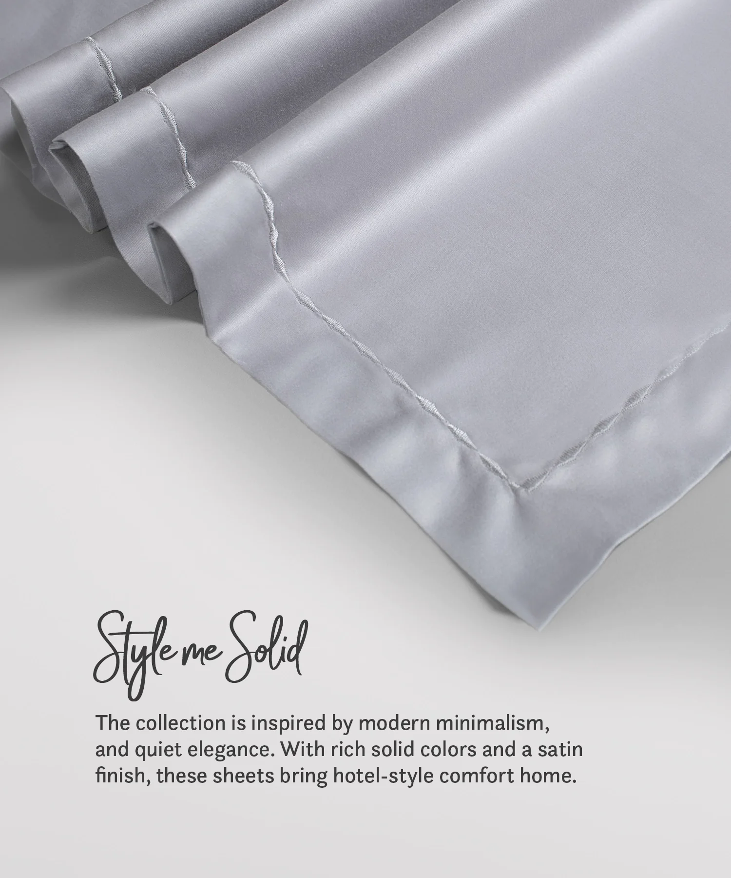 Nectarsoft King Solid Bedsheet Set, Light Grey| 600 TC Cotton| 4 Pillow Covers - Image 4