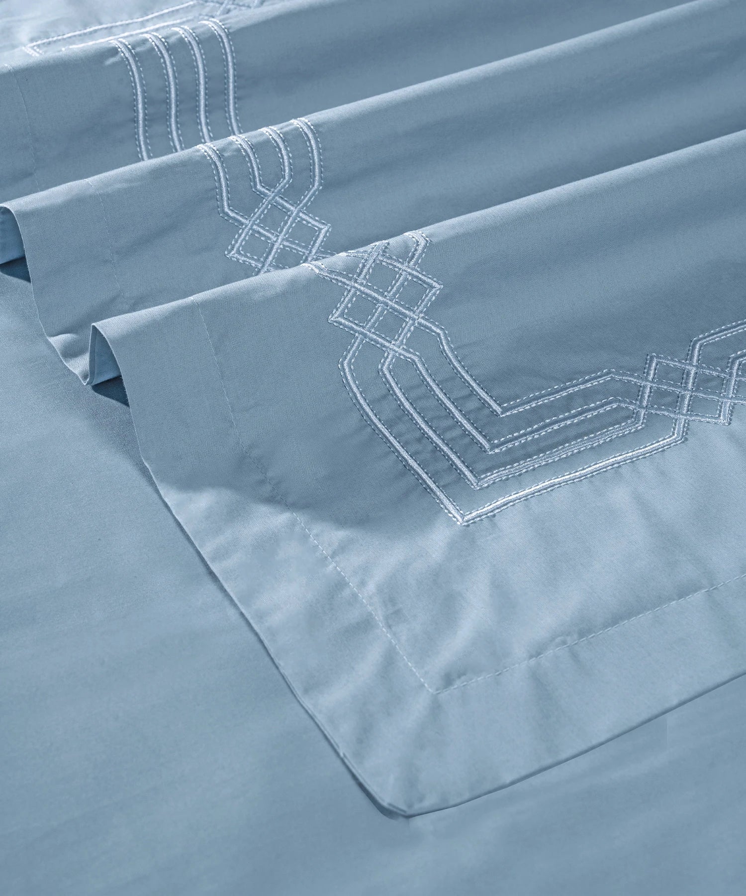 Nectarsoft Luxe Living Solid King Bedsheet Set, Renoir, Blue Shadow|300 TC Cotton| 2 Pillow Cover - Image 5