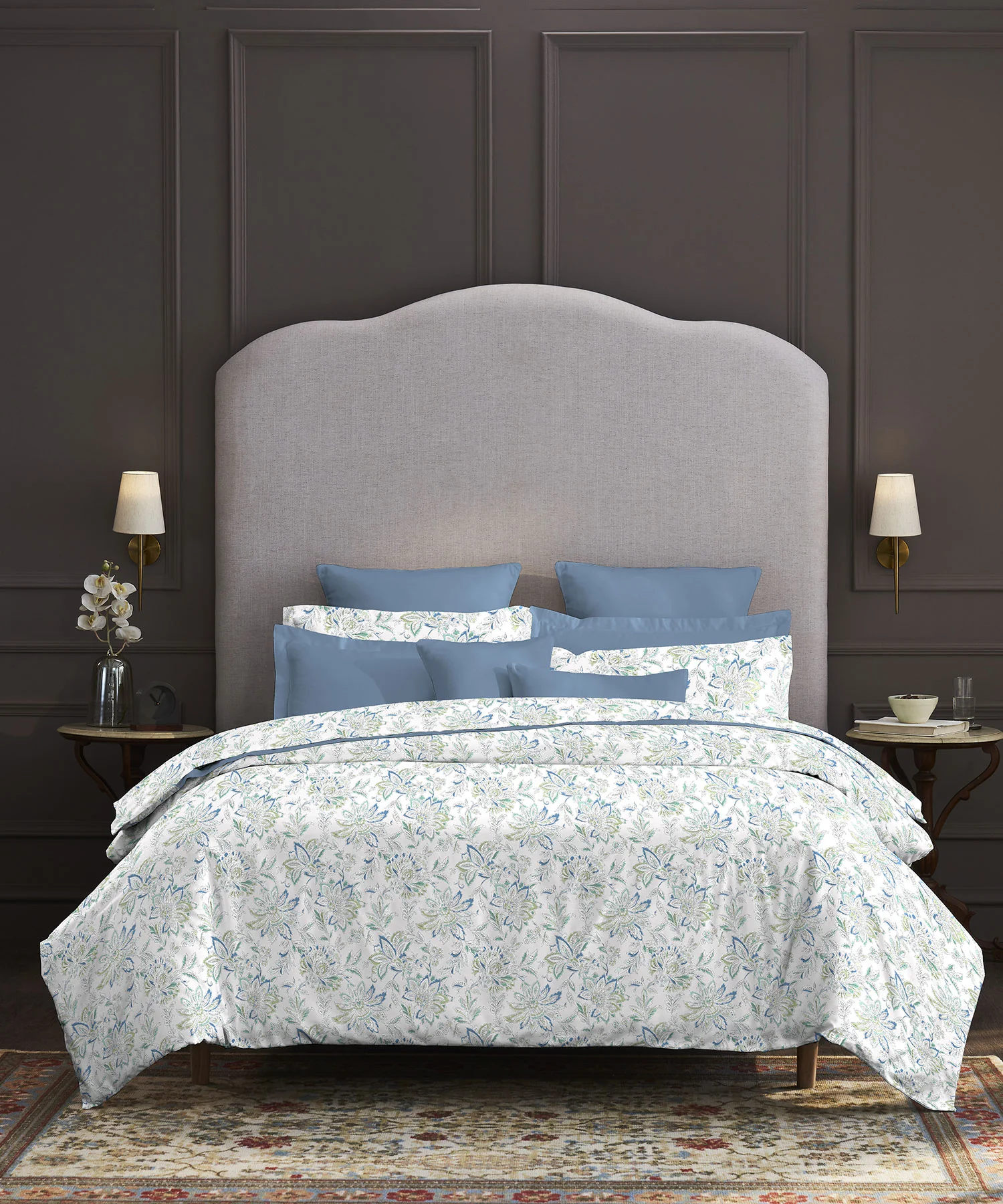 Nectarsoft King Bedsheet Set, Adelia Aqua|400 TC Cotton| 4 Pillow Cover - Image 2