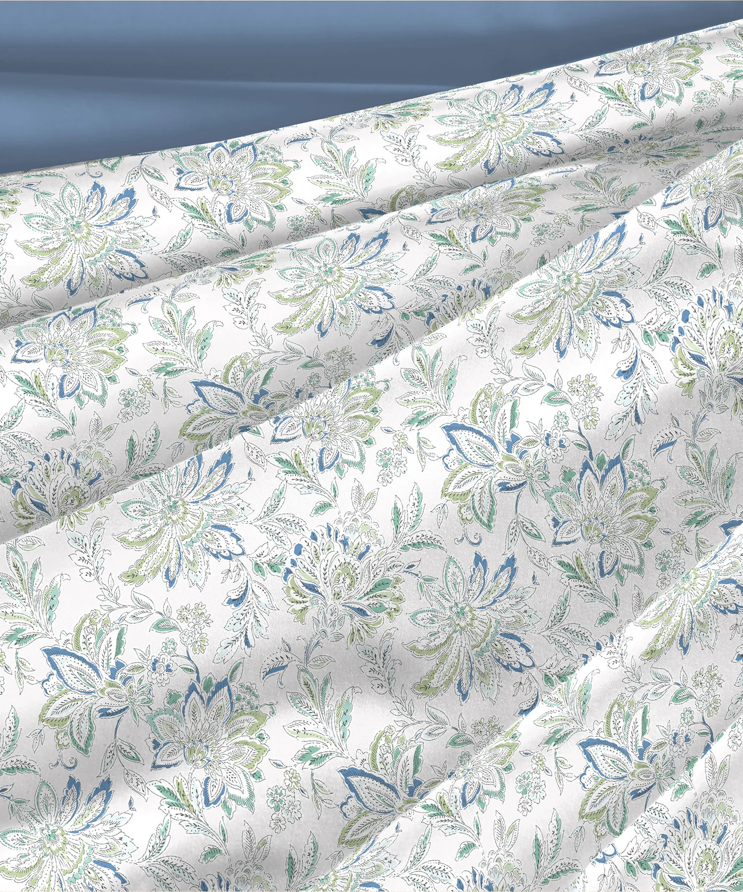 Nectarsoft King Bedsheet Set, Adelia Aqua|400 TC Cotton| 4 Pillow Cover - Image 4