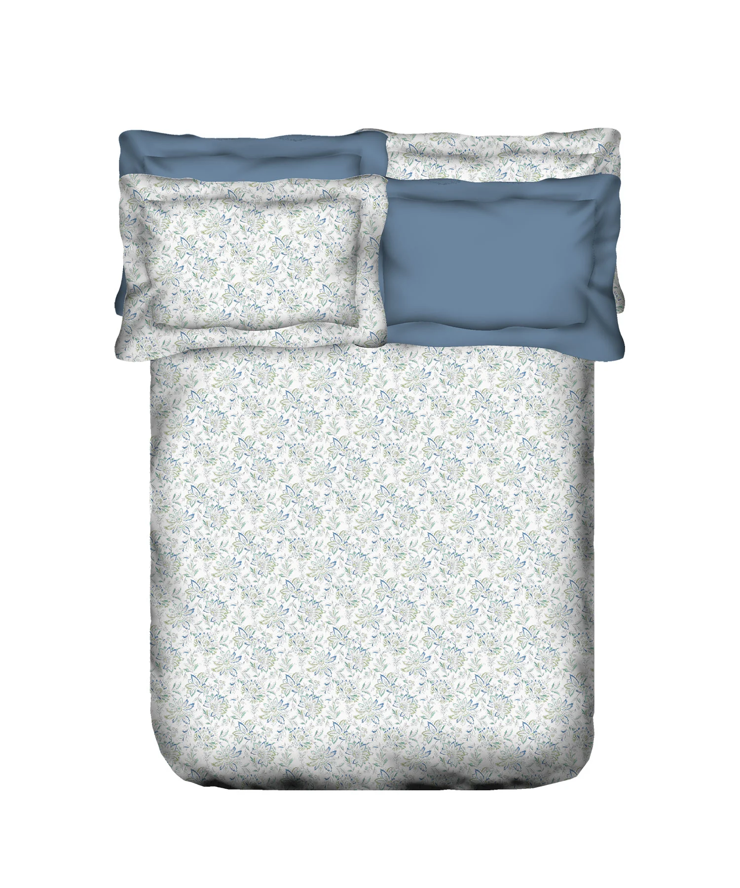 Nectarsoft King Bedsheet Set, Adelia Aqua|400 TC Cotton| 4 Pillow Cover - Image 5
