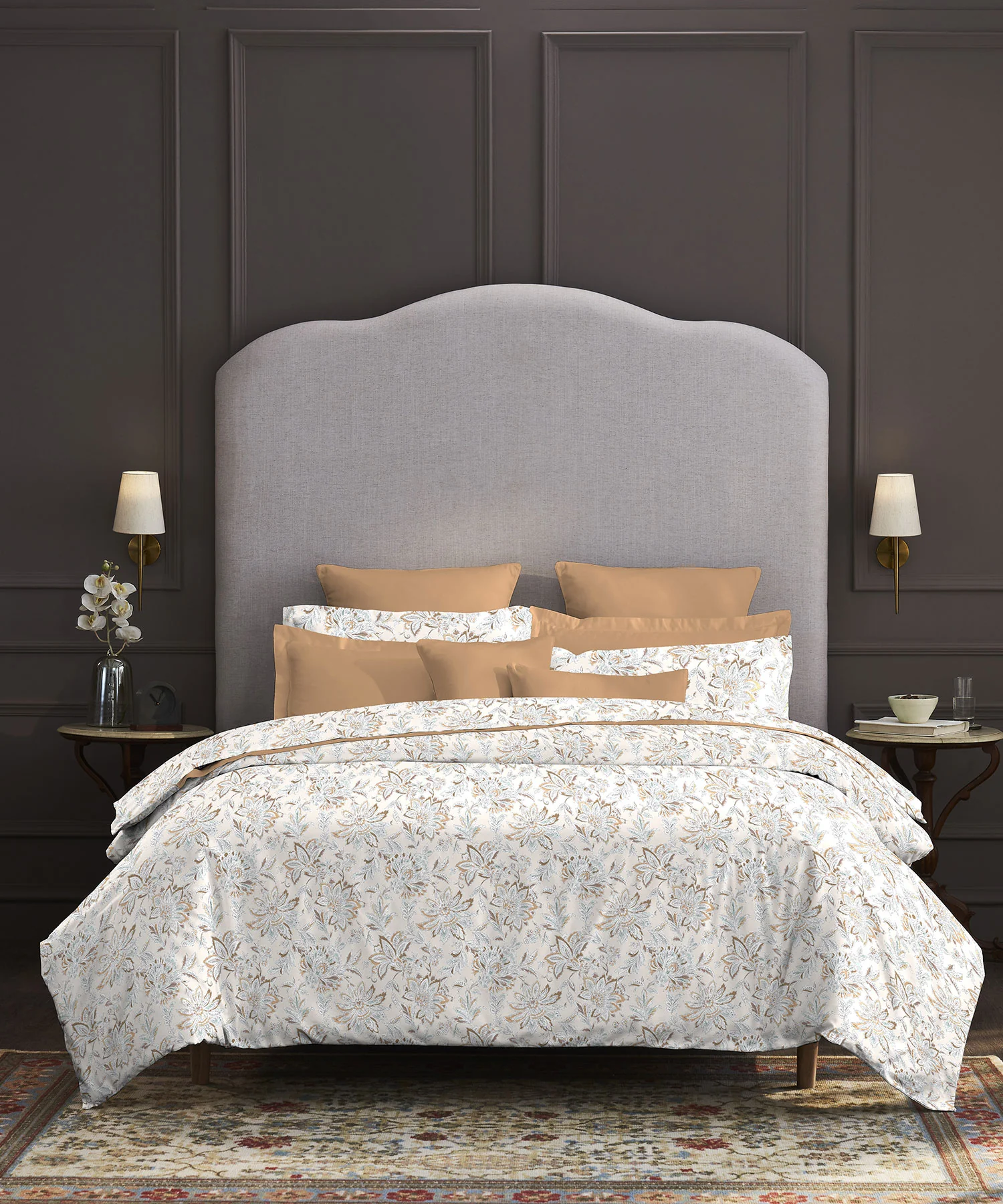 Nectarsoft King Bedsheet Set, Adelia Beige|400 TC Cotton| 4 Pillow Cover - Image 2