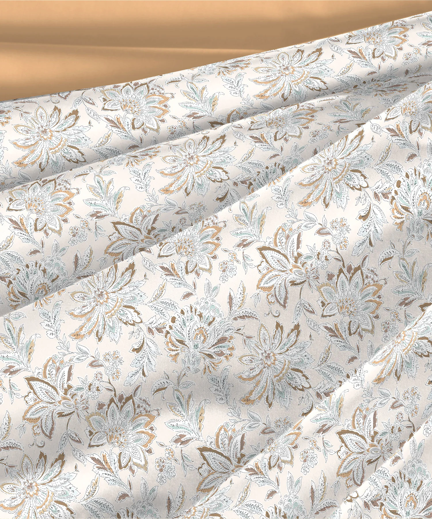Nectarsoft King Bedsheet Set, Adelia Beige|400 TC Cotton| 4 Pillow Cover - Image 4