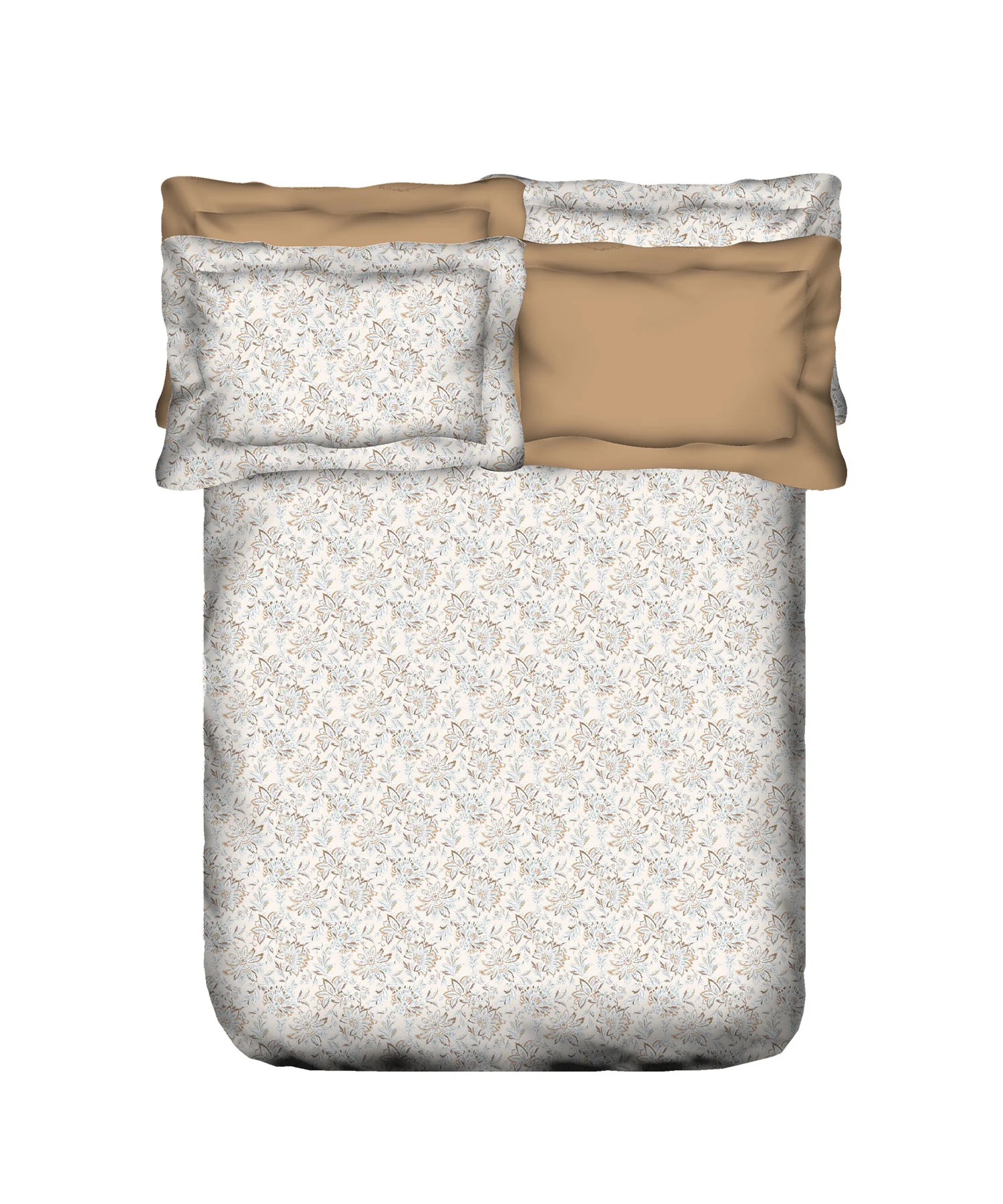 Nectarsoft King Bedsheet Set, Adelia Beige|400 TC Cotton| 4 Pillow Cover - Image 5