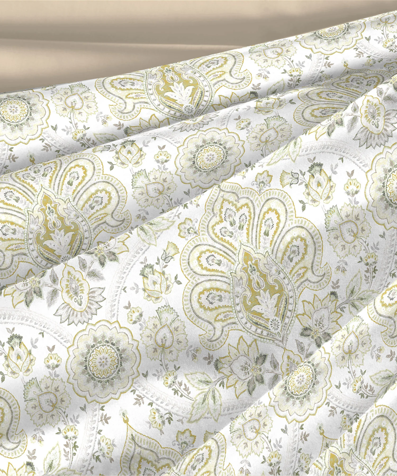 Nectarsoft King Bedsheet Set, Agatha Beige|400 TC Cotton| 4 Pillow Cover - Image 4