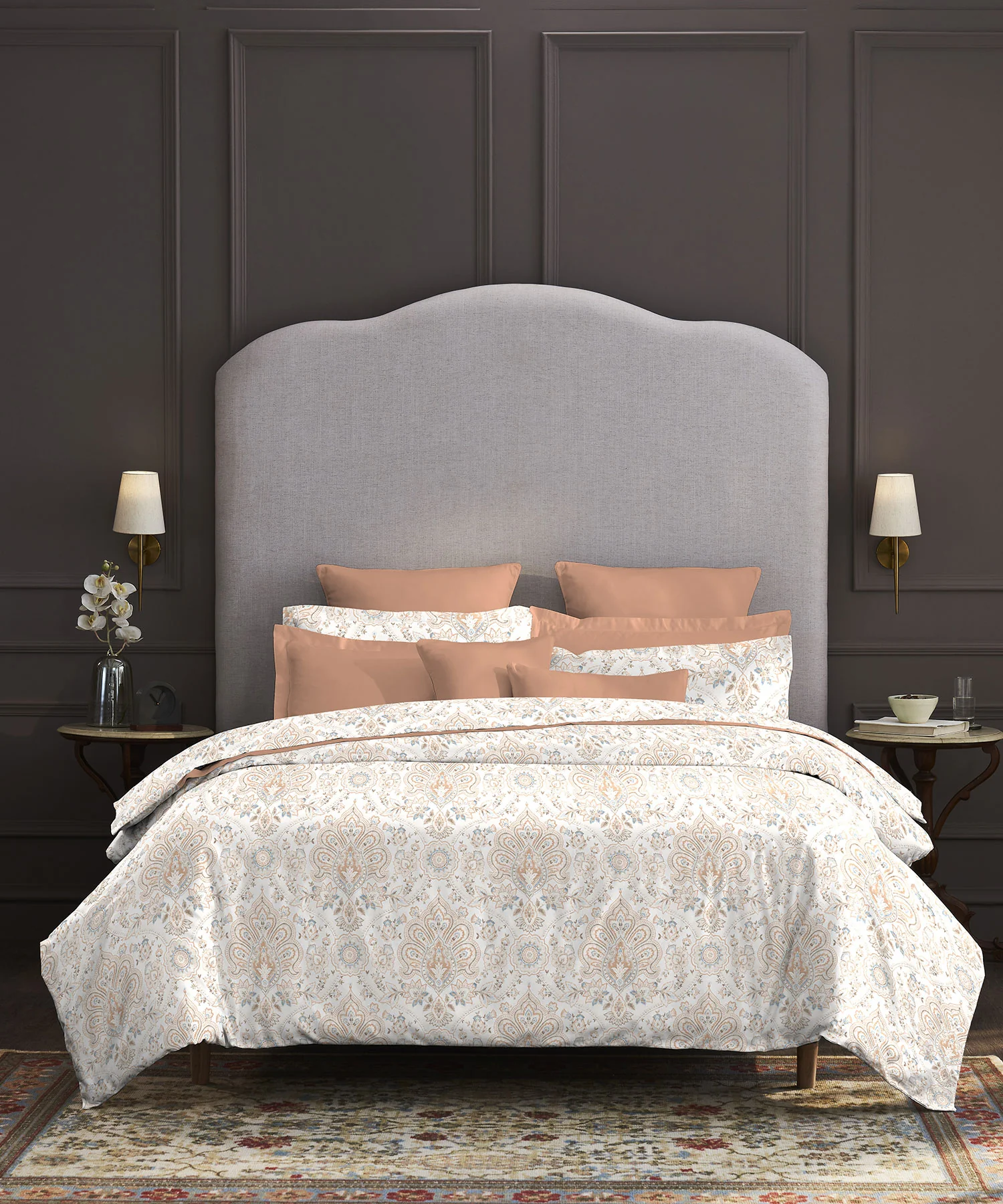 Nectarsoft King Bedsheet Set, Agatha Terracotta|400 TC Cotton| 4 Pillow Cover - Image 2