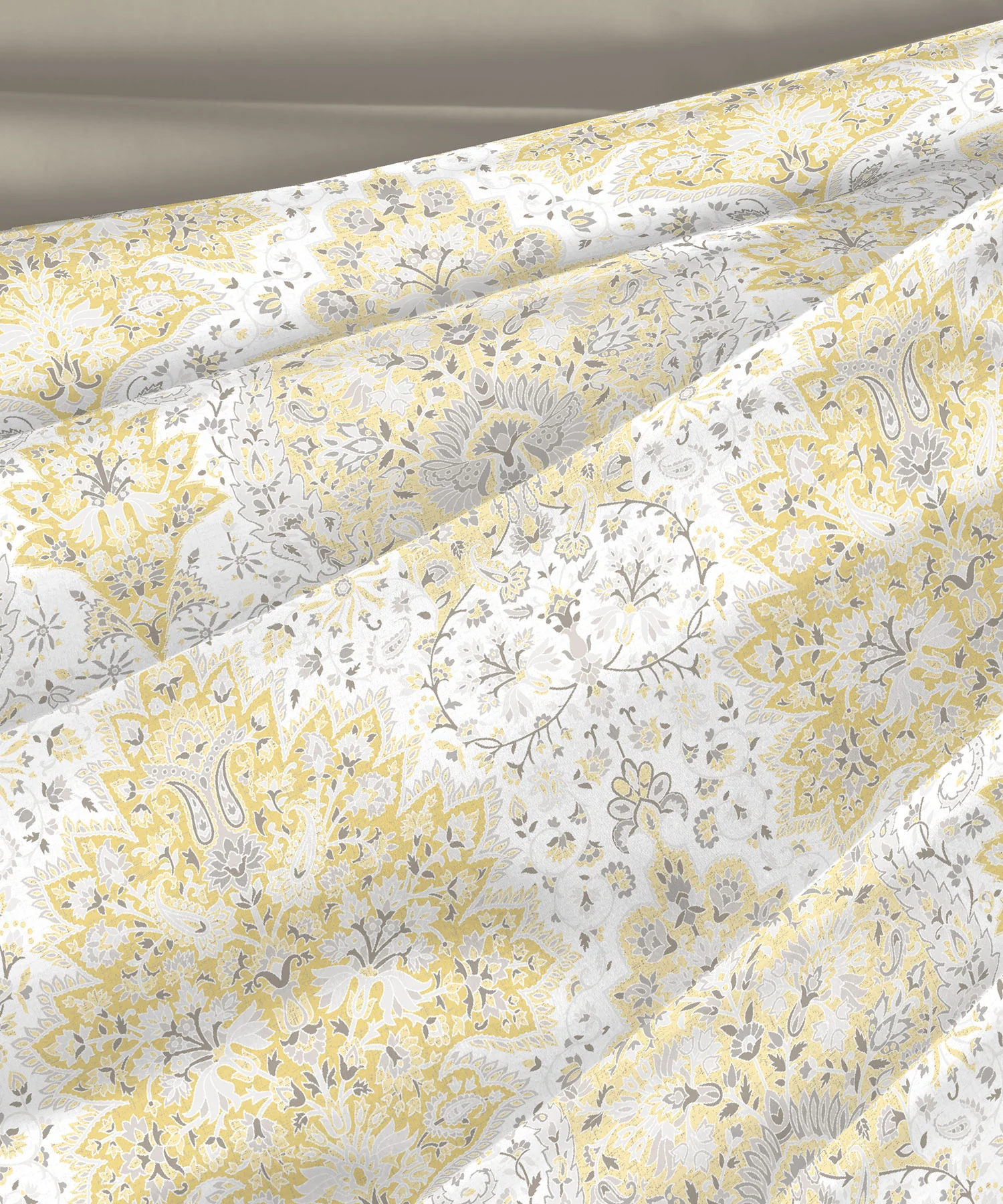 Nectarsoft King Bedsheet Set, Bernice Yellow|400 TC Cotton| 4 Pillow Cover - Image 4