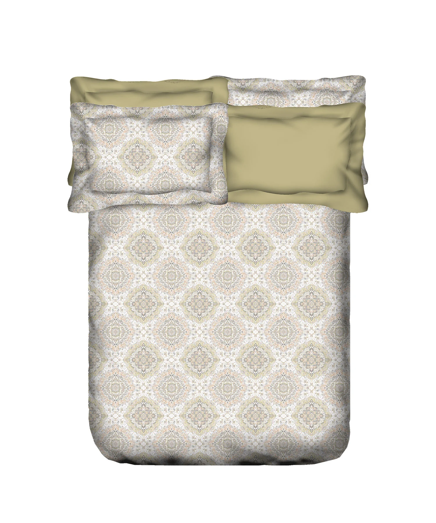 Nectarsoft King Bedsheet Set, Matilda Olive|400 TC Cotton| 4 Pillow Cover - Image 5