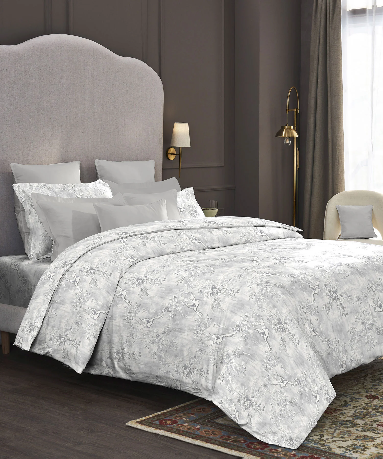 Nectarsoft King Bedsheet Set, Willow Grey|400 TC Cotton| 4 Pillow Cover