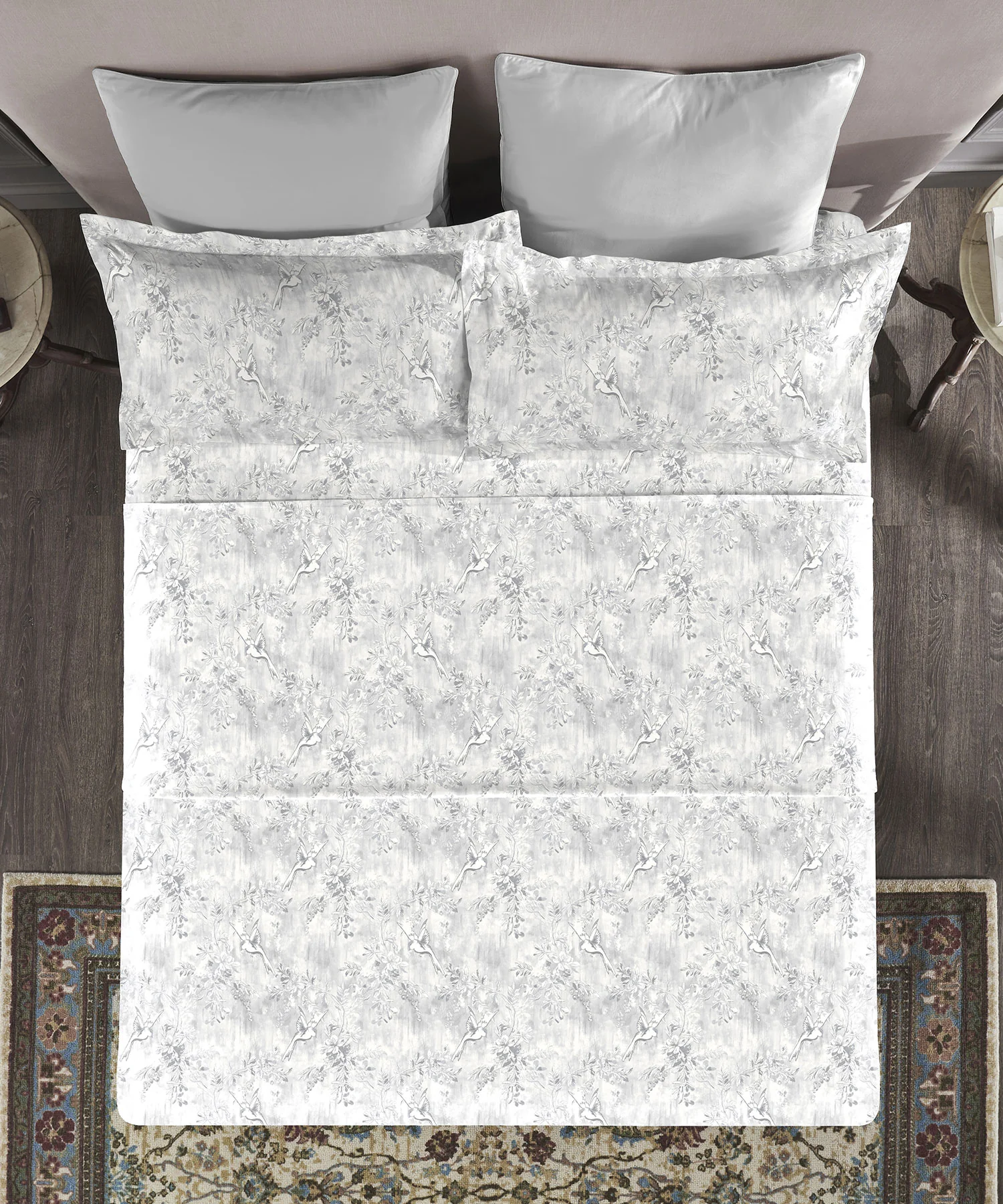 Nectarsoft King Bedsheet Set, Willow Grey|400 TC Cotton| 4 Pillow Cover - Image 3