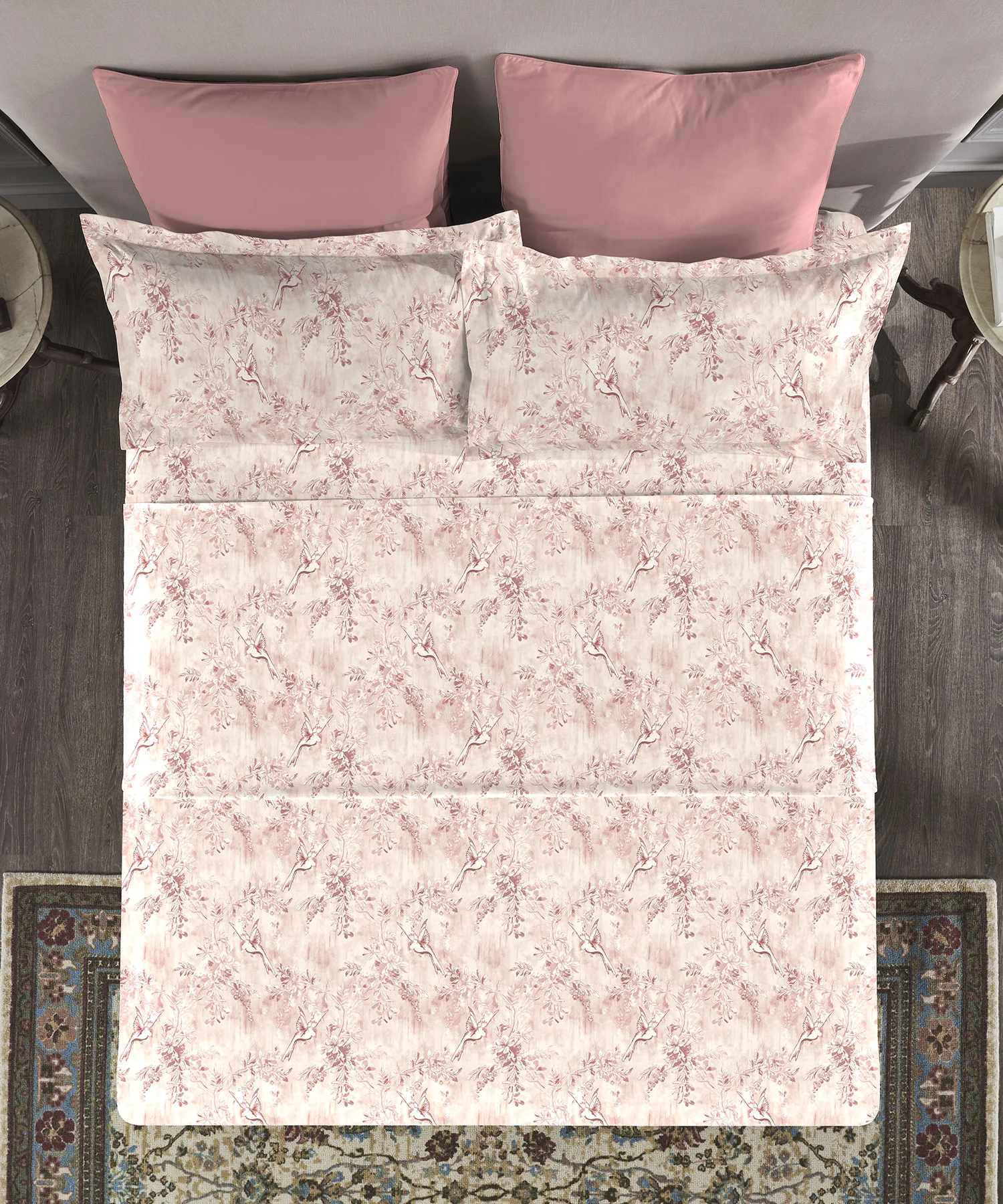 Nectarsoft King Bedsheet Set, Willow Mauve|400 TC Cotton| 4 Pillow Cover - Image 3