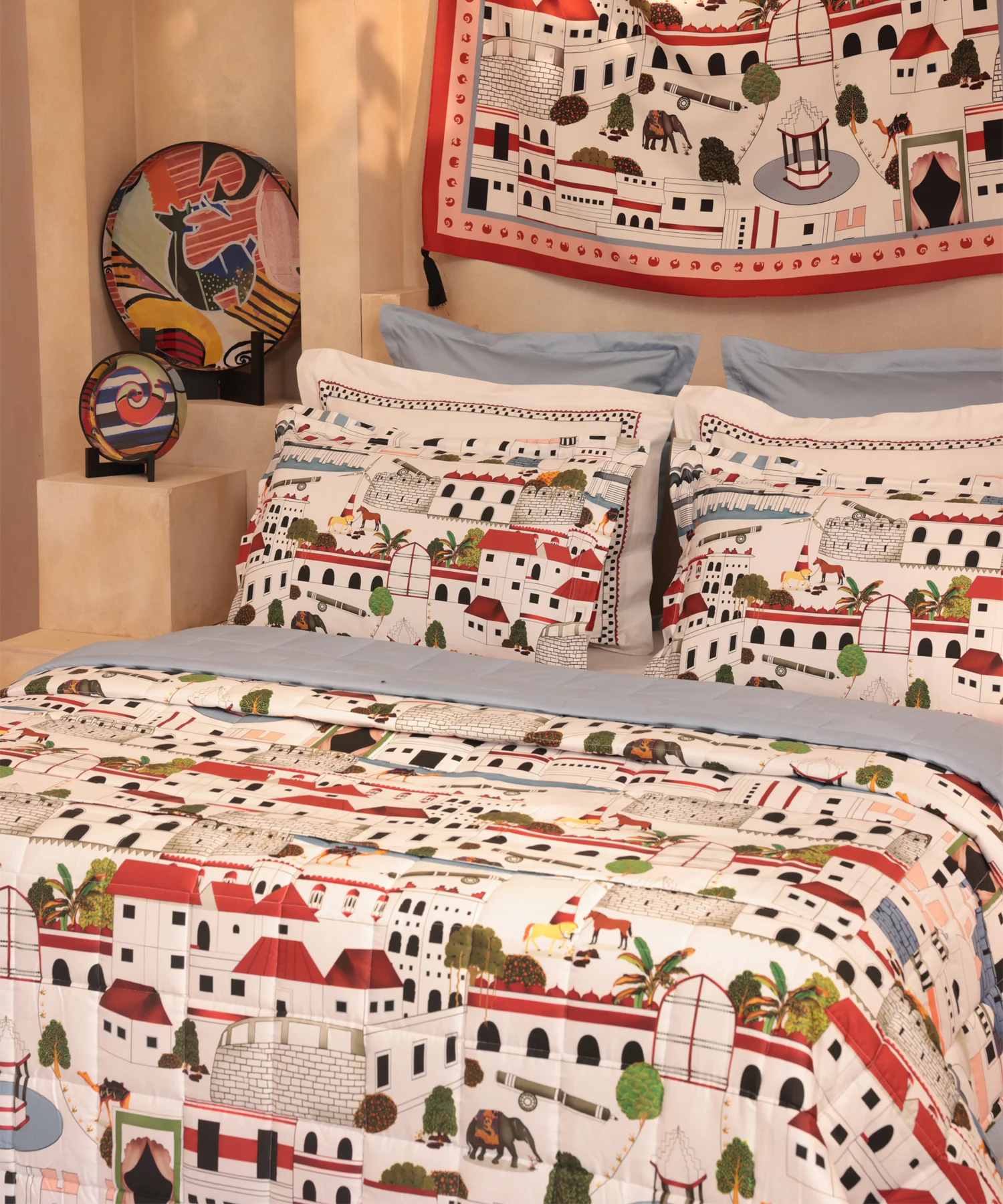 Shivan & Narresh King Bedsheet Set, Jaiscape |400TC Cotton|4 pillow covers - Image 4