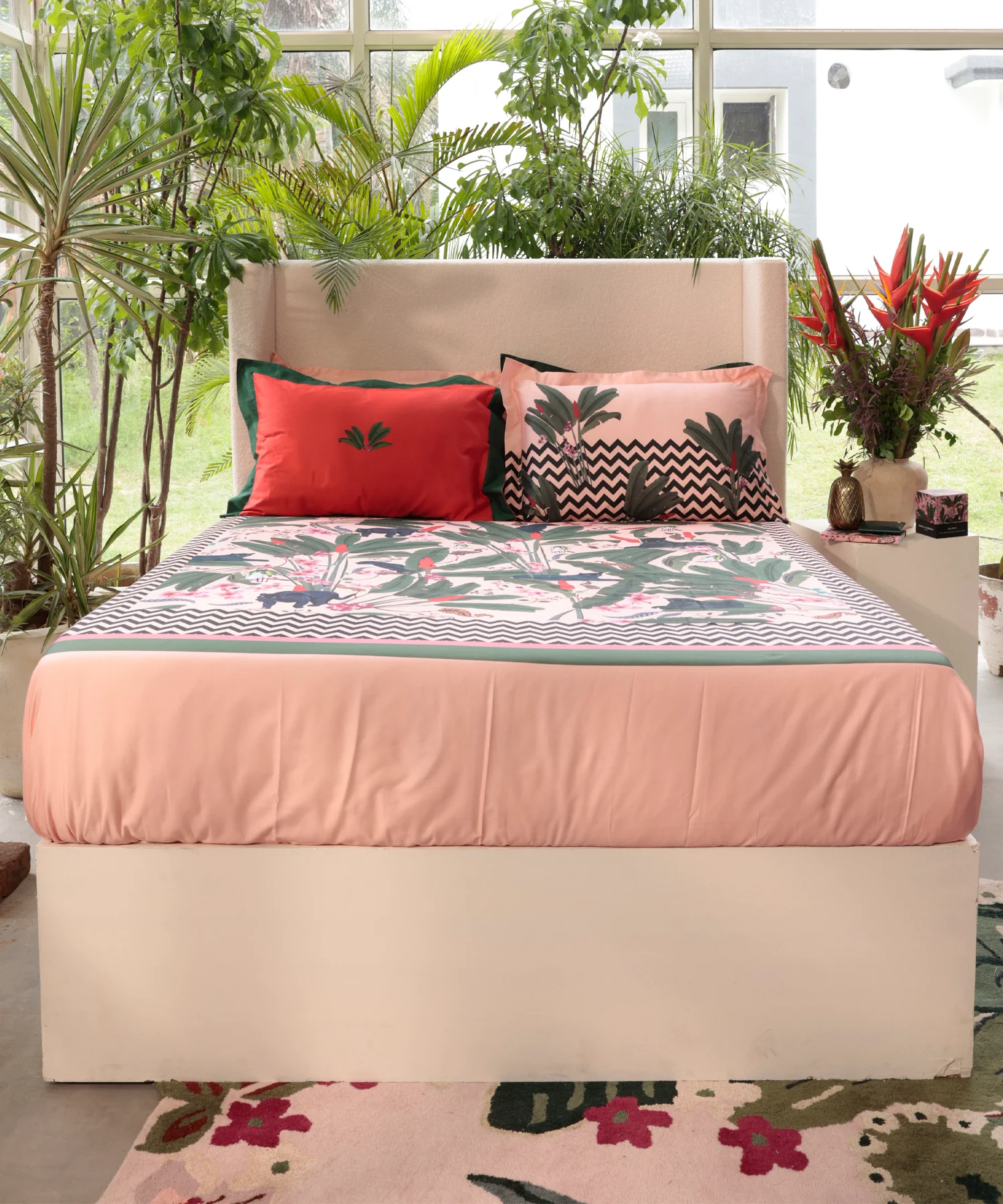 Shivan & Narresh King Bedsheet Set, Palmera |400TC Cotton|4 pillow covers - Image 3