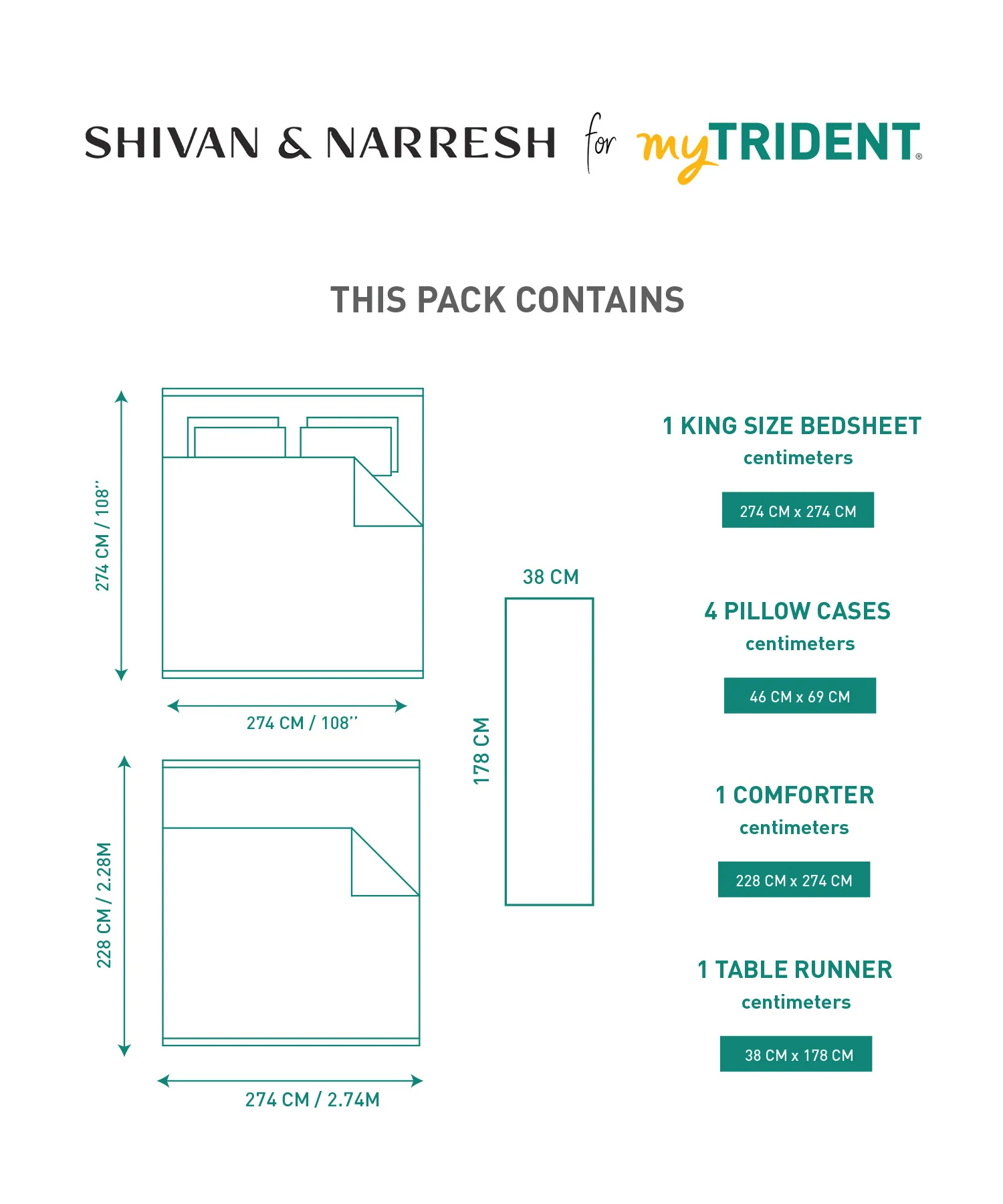 Shivan & Narresh Trousseau Set, Izu Juno|400 TC Cotton Poly|7 Pc Set - Image 9
