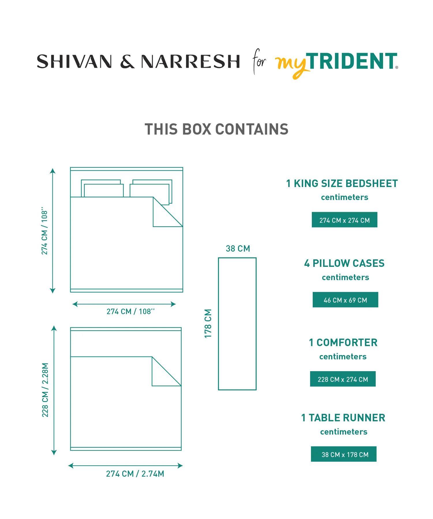Shivan & Narresh Trousseau Set, Palmera|400 TC Cotton Poly|7 Pc Set - Image 9