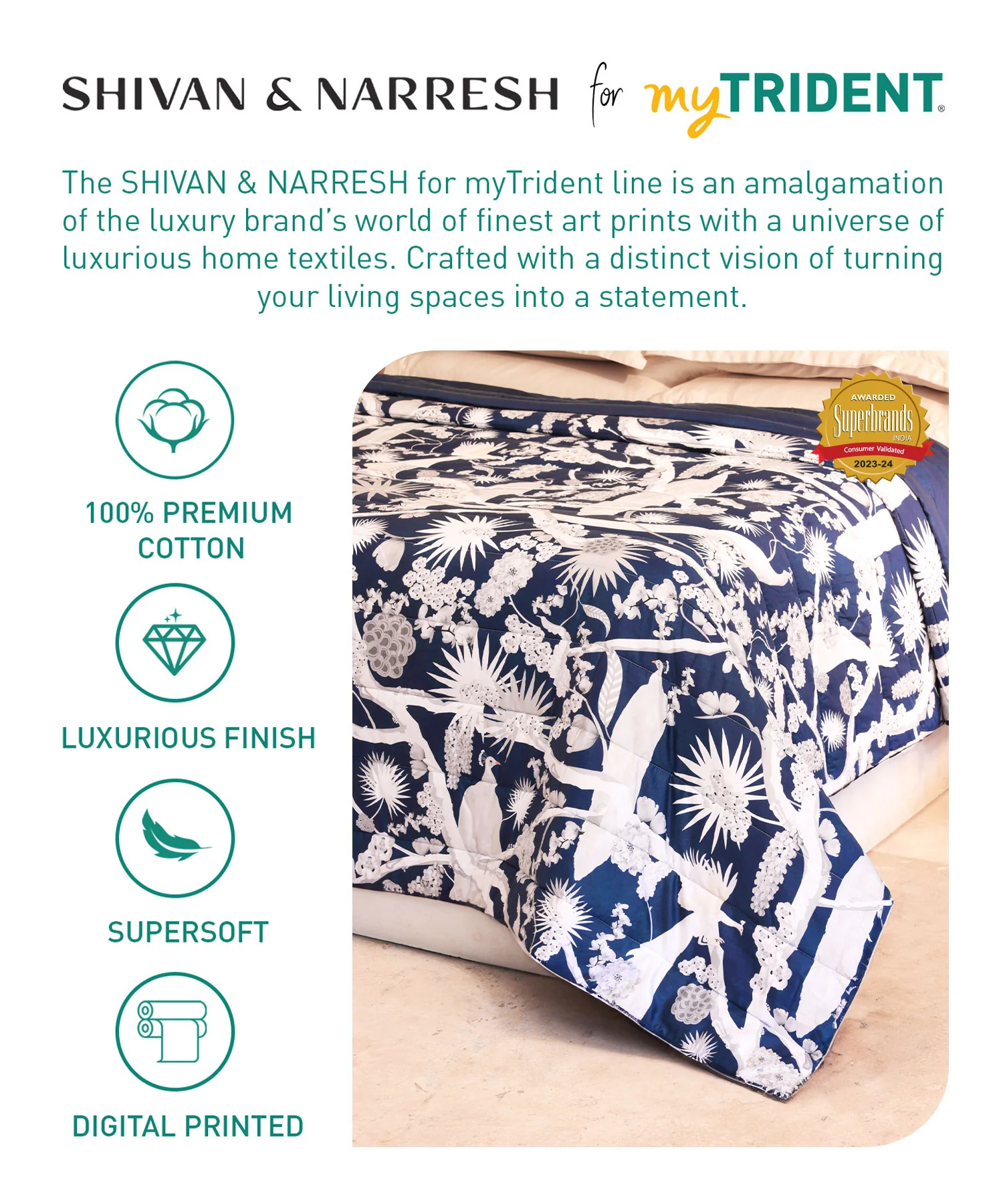 Shivan & Narresh King AC Comforter, Izu Juno|400 TC Cotton Poly - Image 8