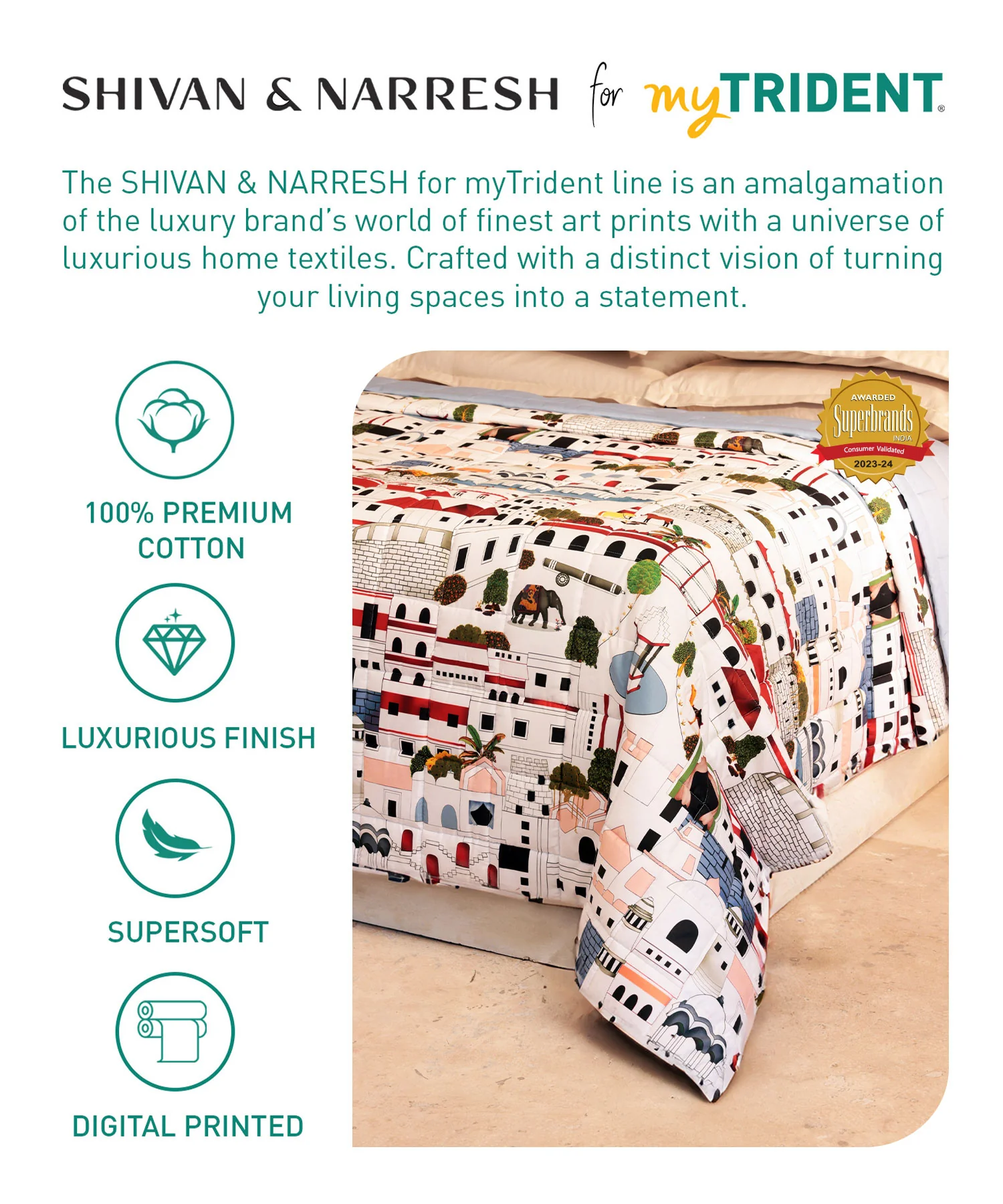Shivan & Narresh King AC Comforter, Jaisacape|400 TC Cotton Poly - Image 8